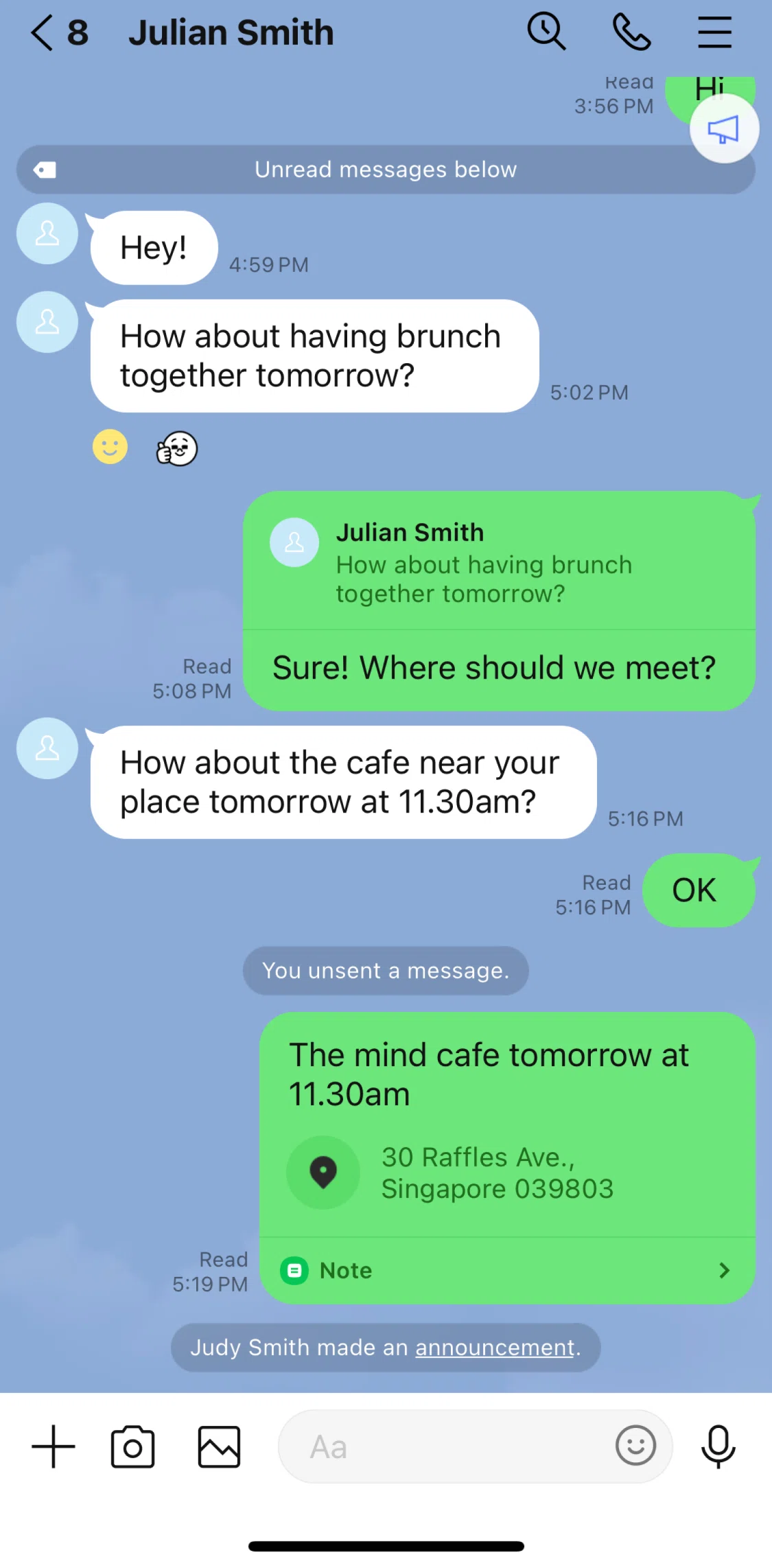 LINE Screen screen in the Sending a sticker flow