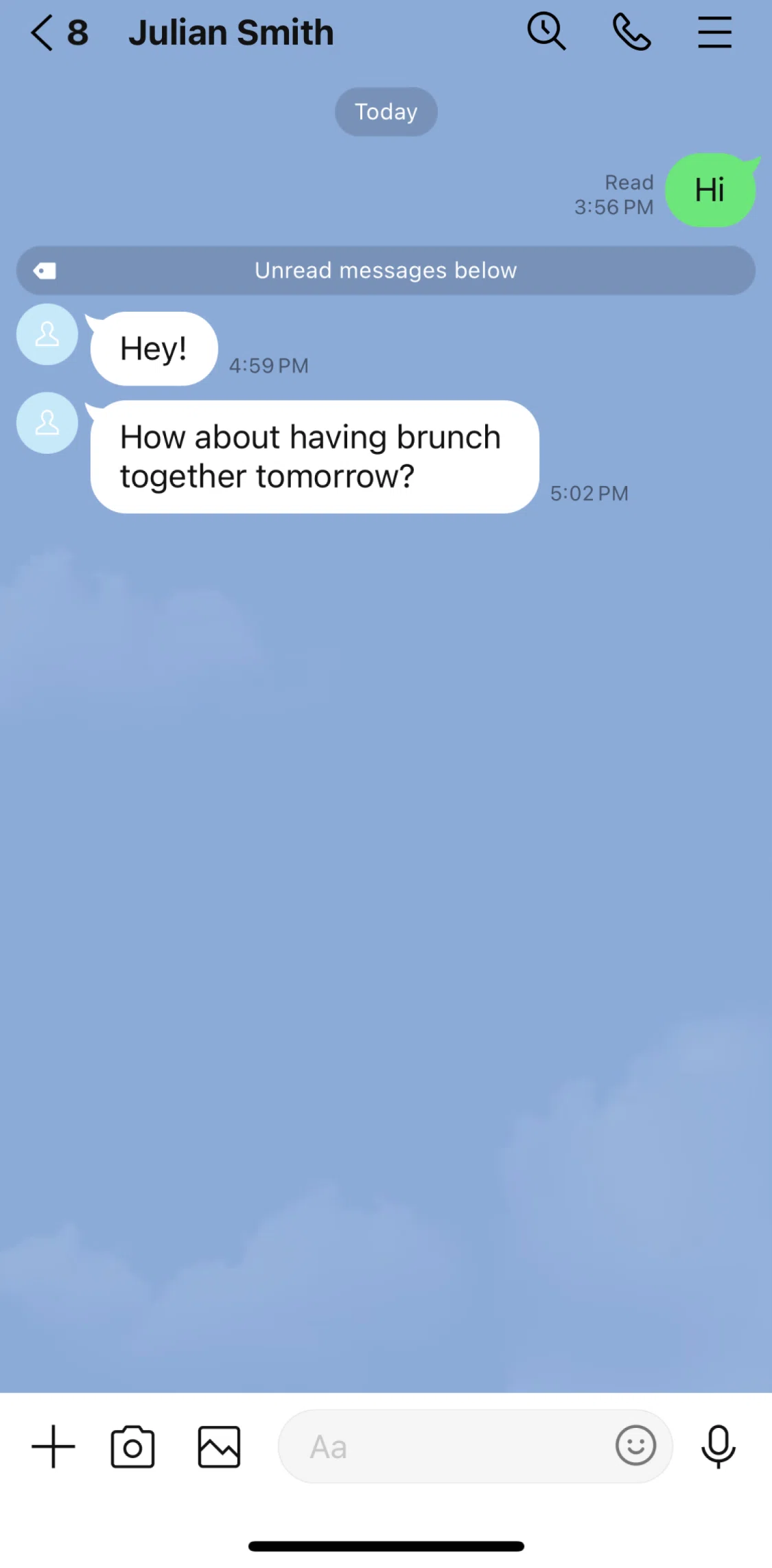 LINE Screen screen in the Text action option flow