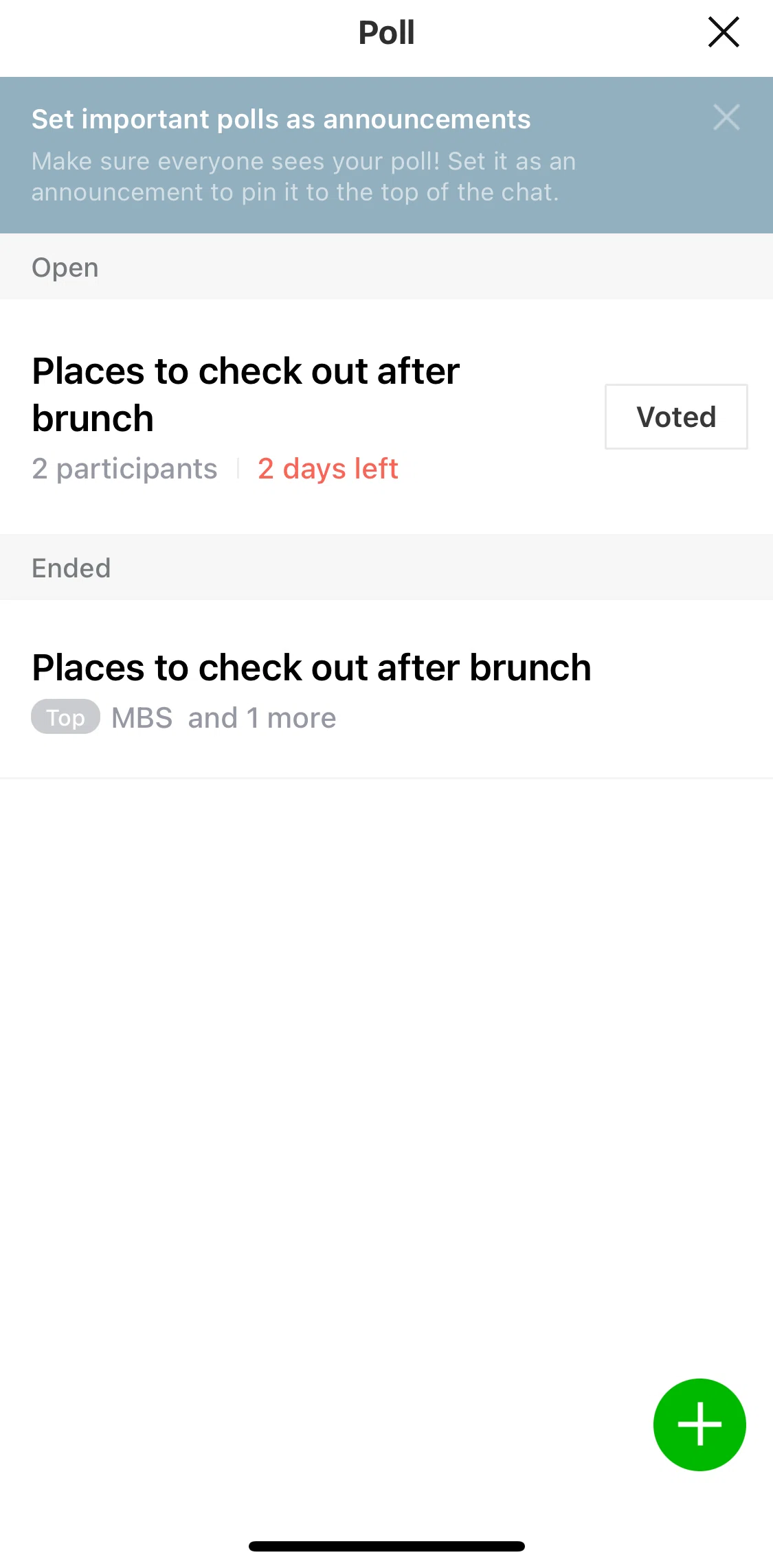 LINE Screen screen in the View poll result flow