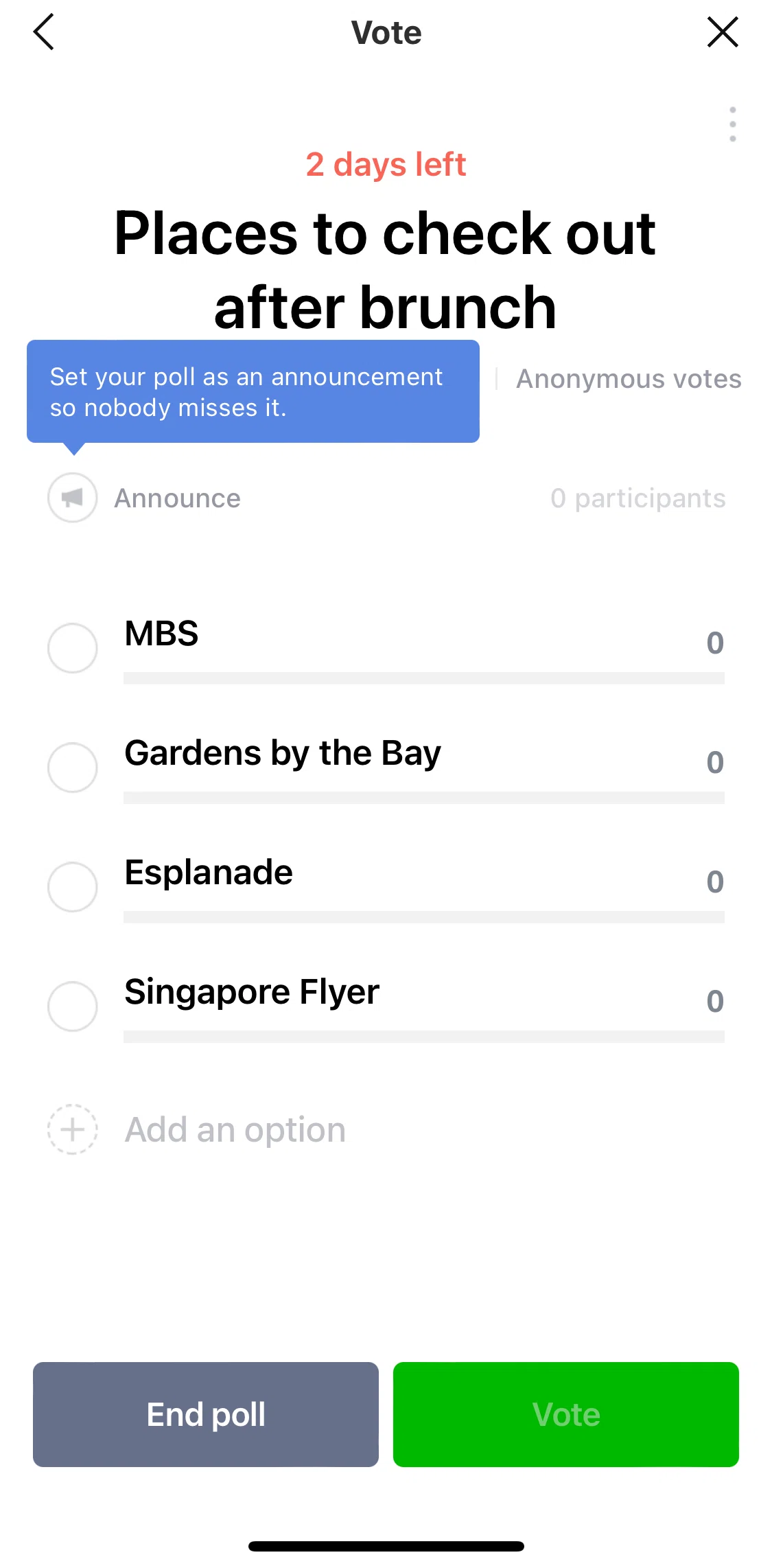 LINE Screen screen in the Voting in a poll flow