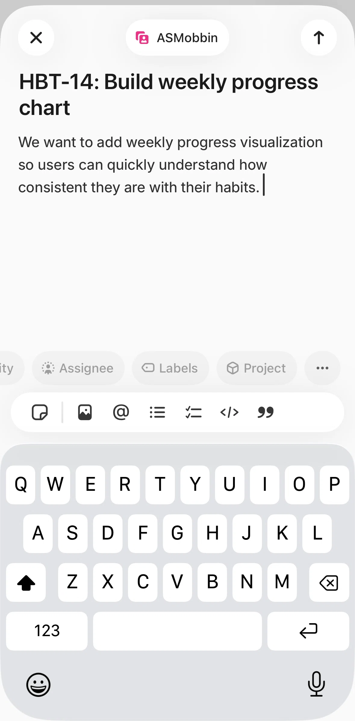 Linear Mobile Screen screen in the Adding a due date flow