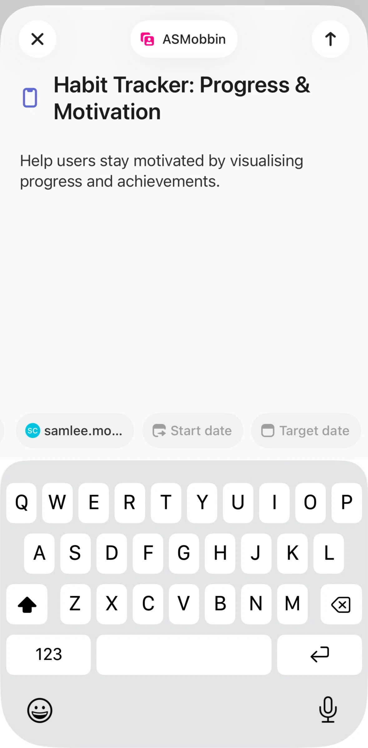 Linear Mobile Screen screen in the Adding a target date flow