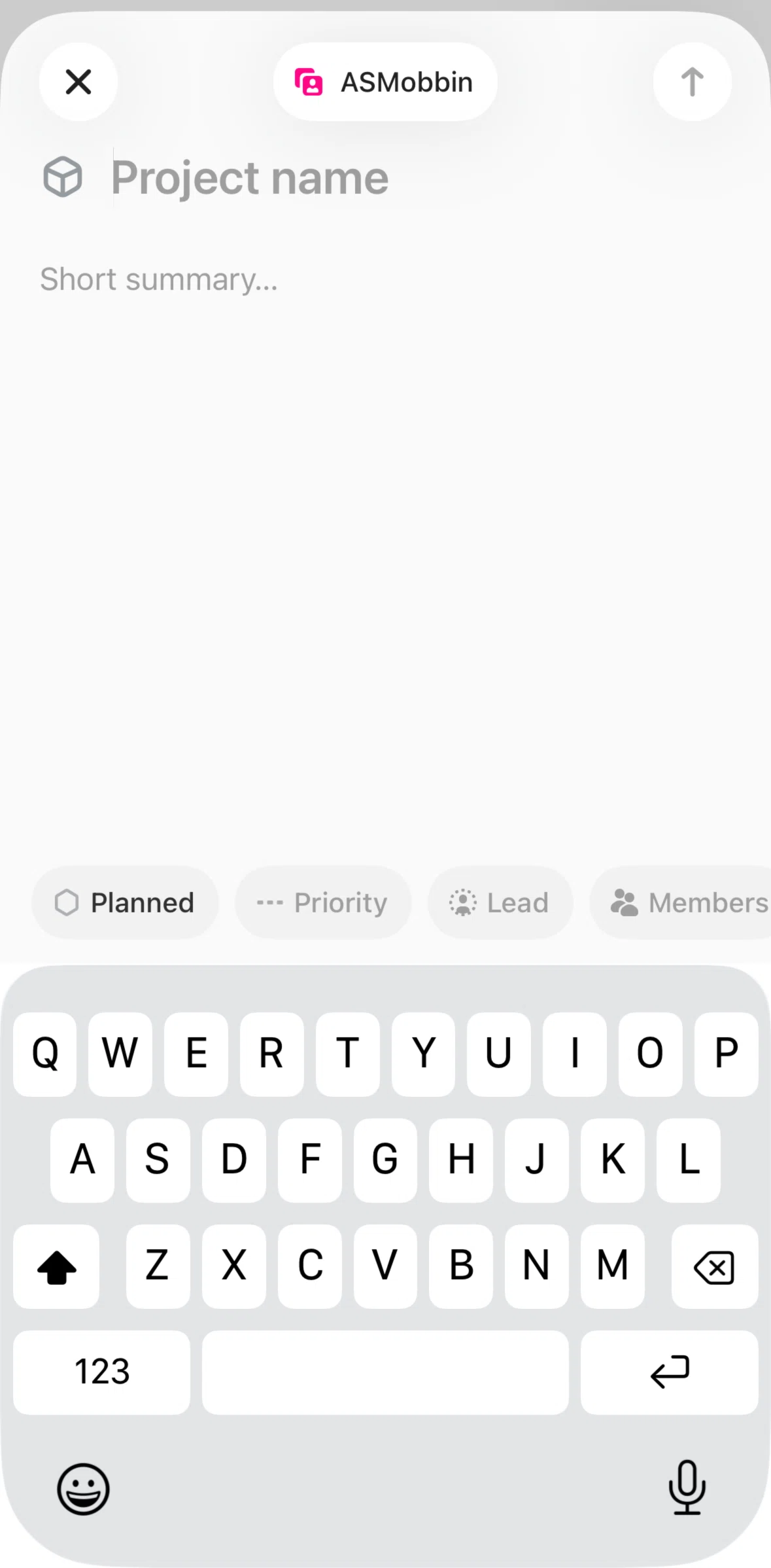 Linear Mobile Screen screen in the Changing a project icon flow