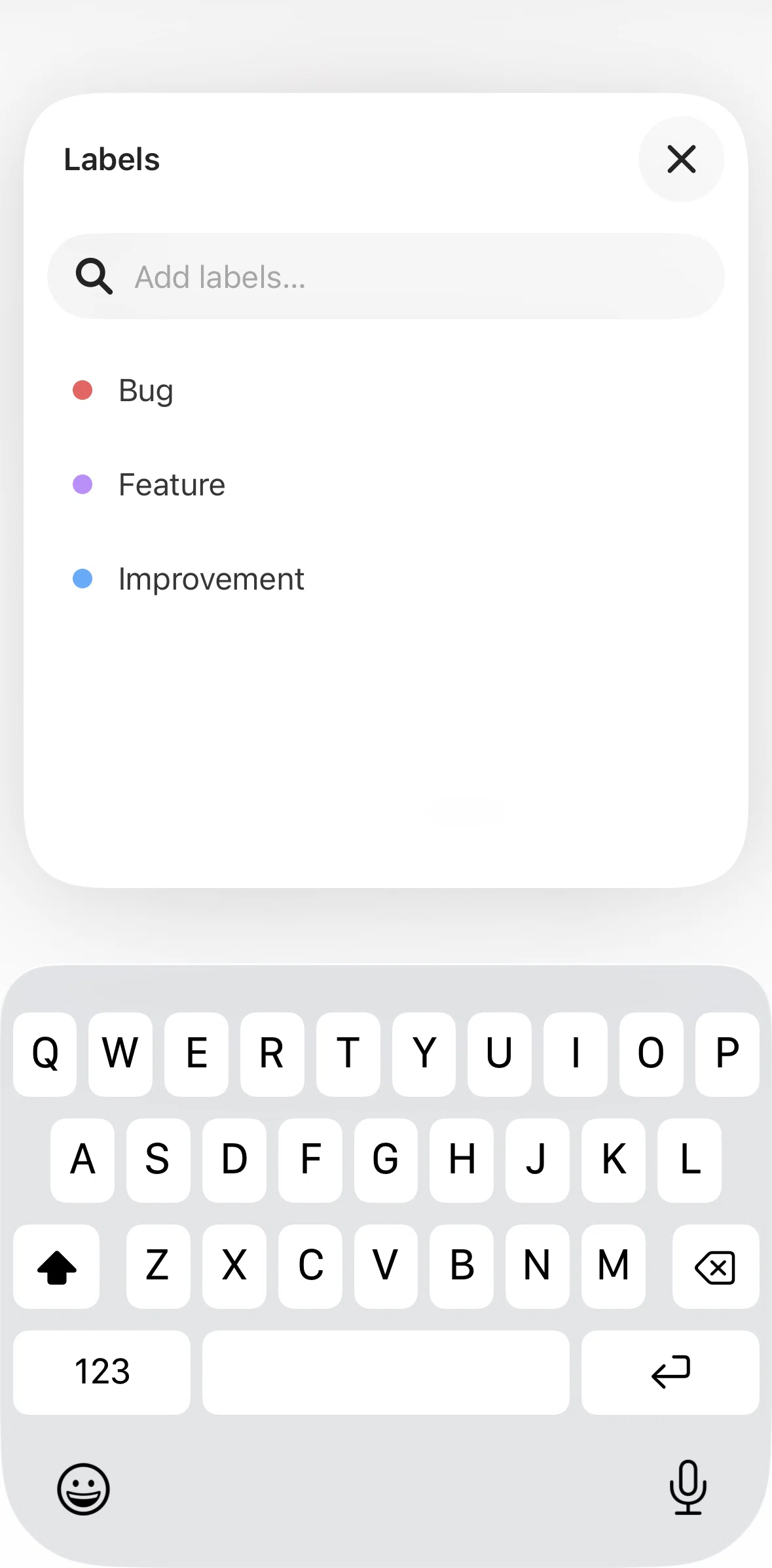 Linear Mobile Screen screen in the Creating a label flow