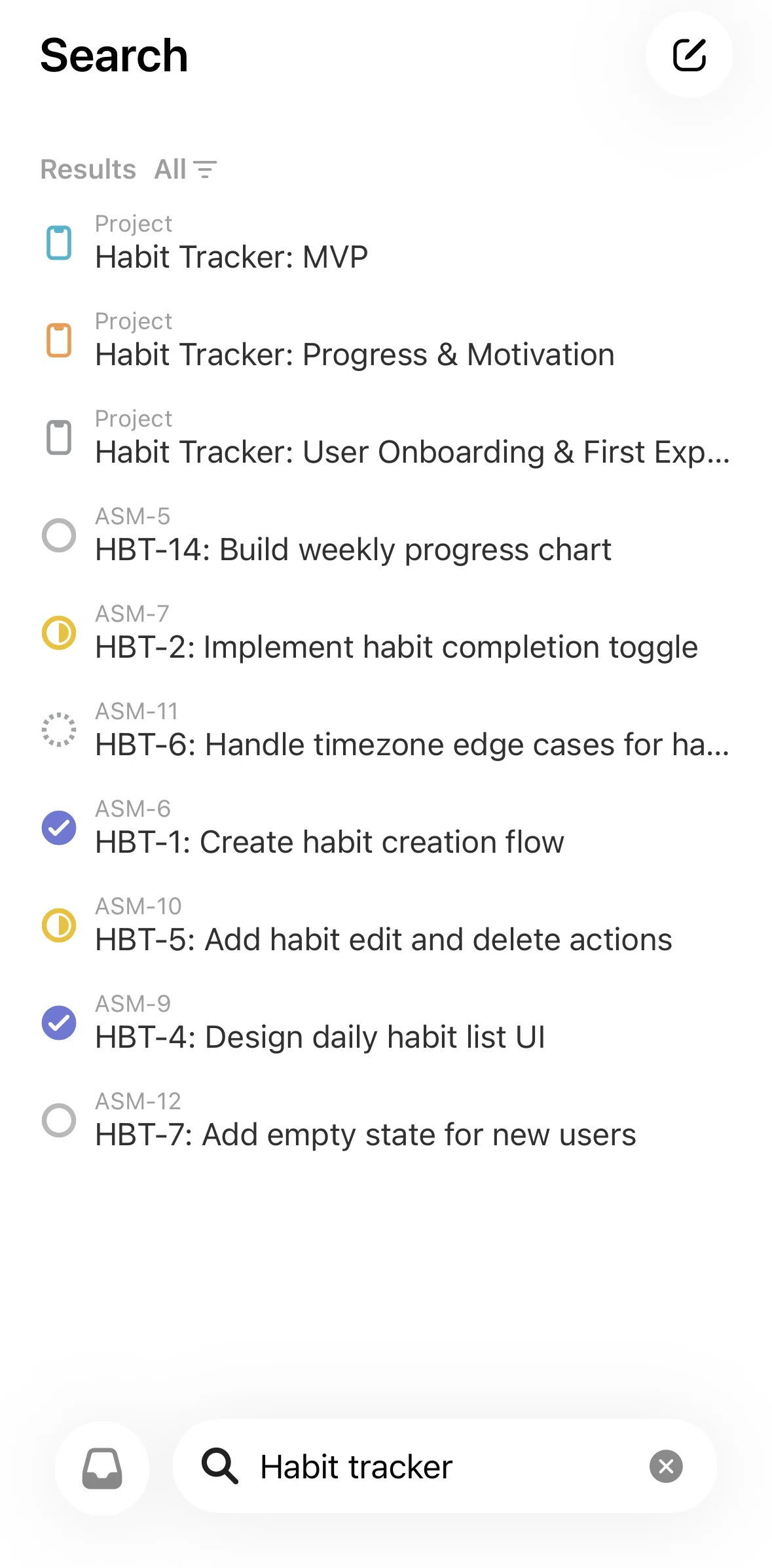 Linear Mobile Screen screen in the Filtering results flow