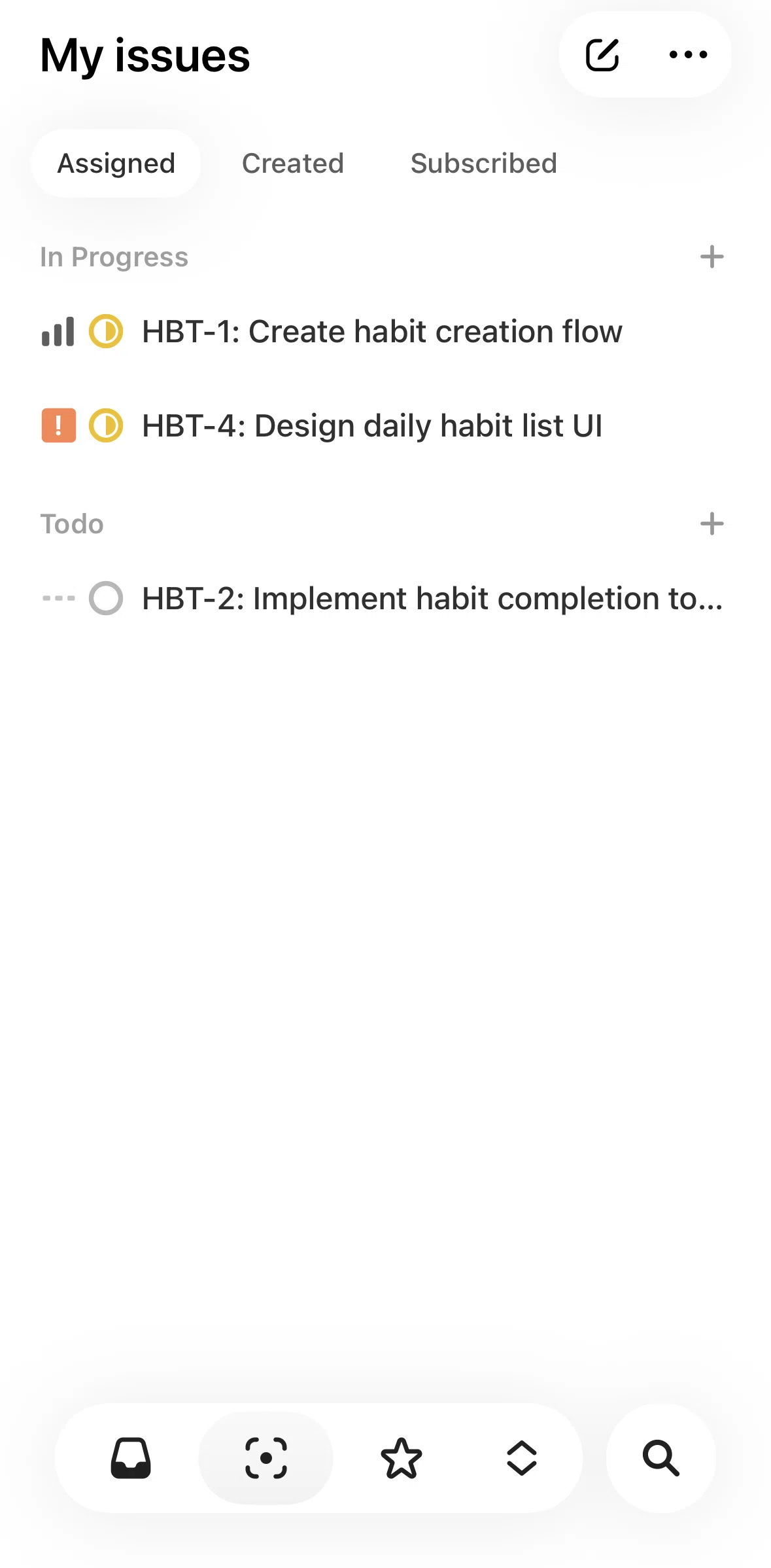 Linear Mobile Screen screen in the Issue detail flow