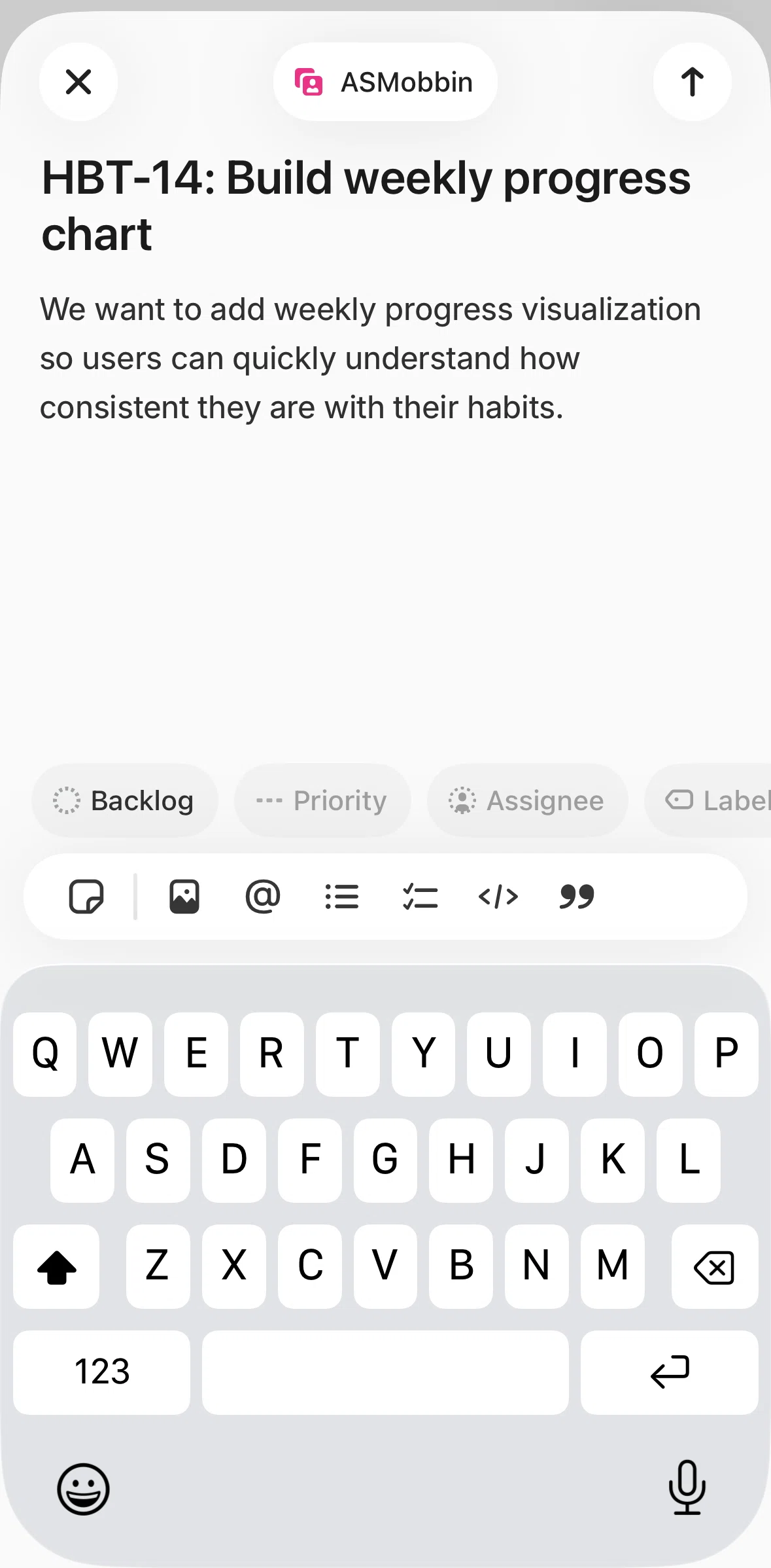 Linear Mobile Screen screen in the Uploading a file flow