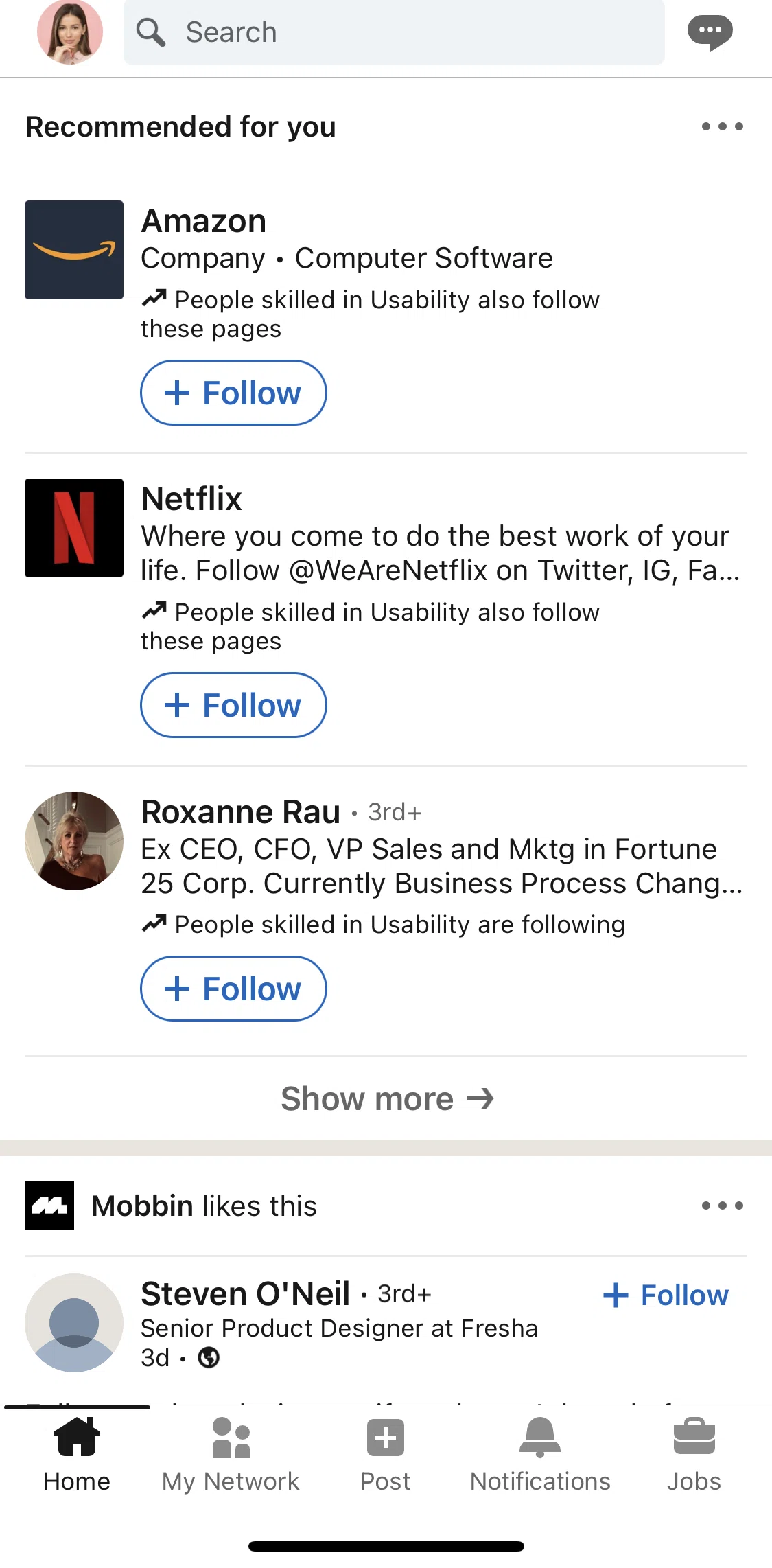 Linkedin Screen 1 screen in the Creating a post (template) flow