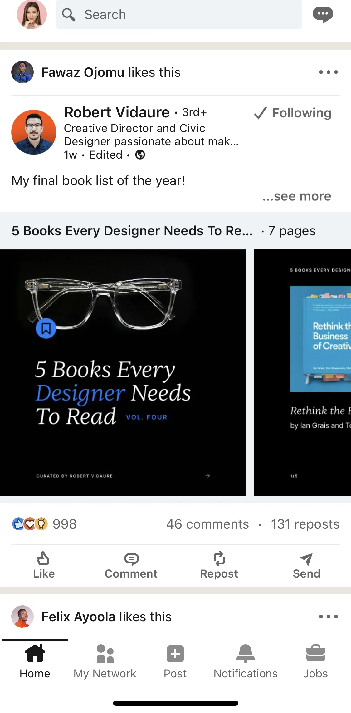 Linkedin Screen 1 screen in the Post detail (photo) flow