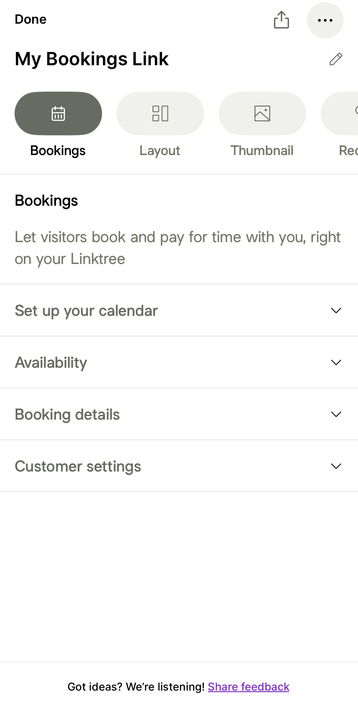 Linktree Screen screen in the Changing a booking layout flow