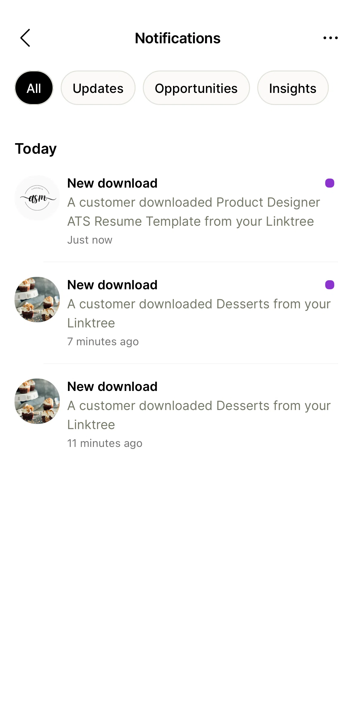Linktree Screen screen in the Earnings detail flow
