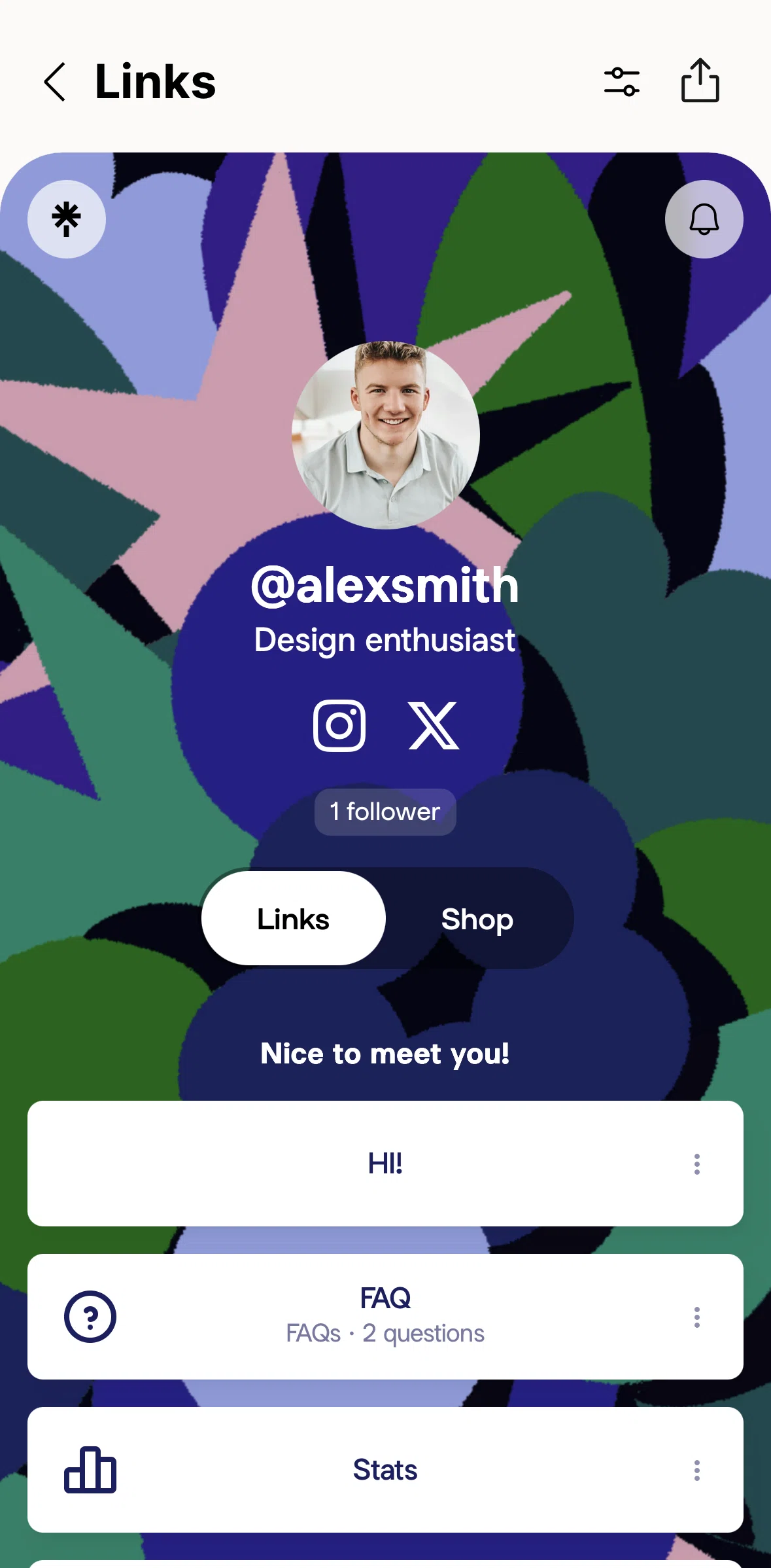 Linktree Screen screen in the Filtering preview flow