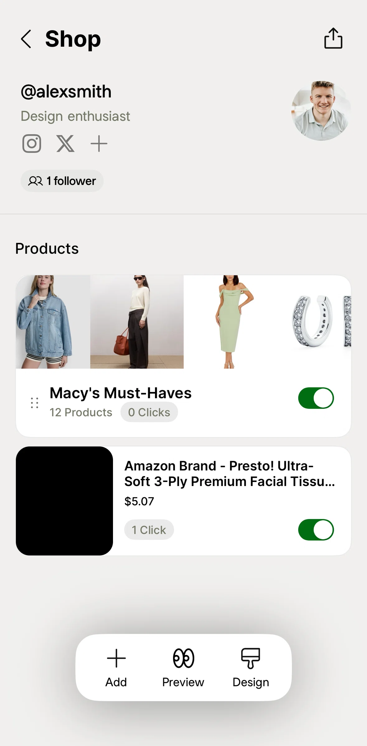 Linktree Screen screen in the Product detail flow