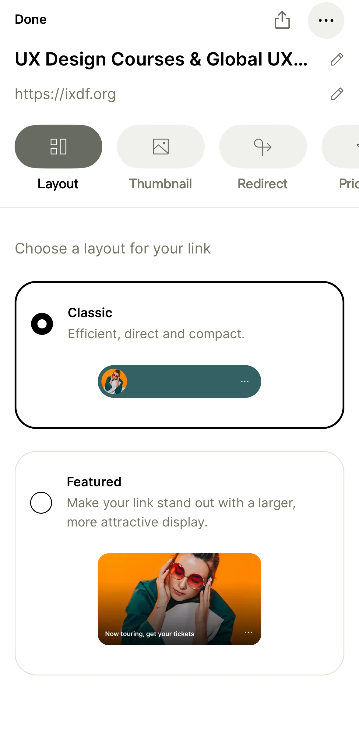 Linktree Screen screen in the Removing a link from collection flow