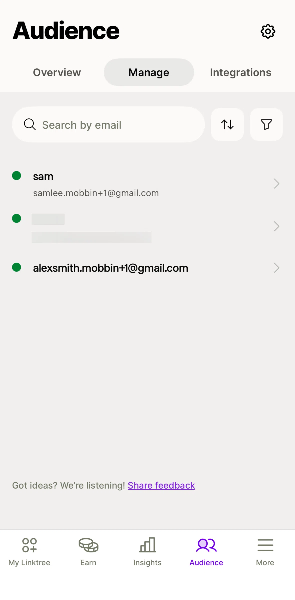 Linktree Screen screen in the Subscriber detail flow