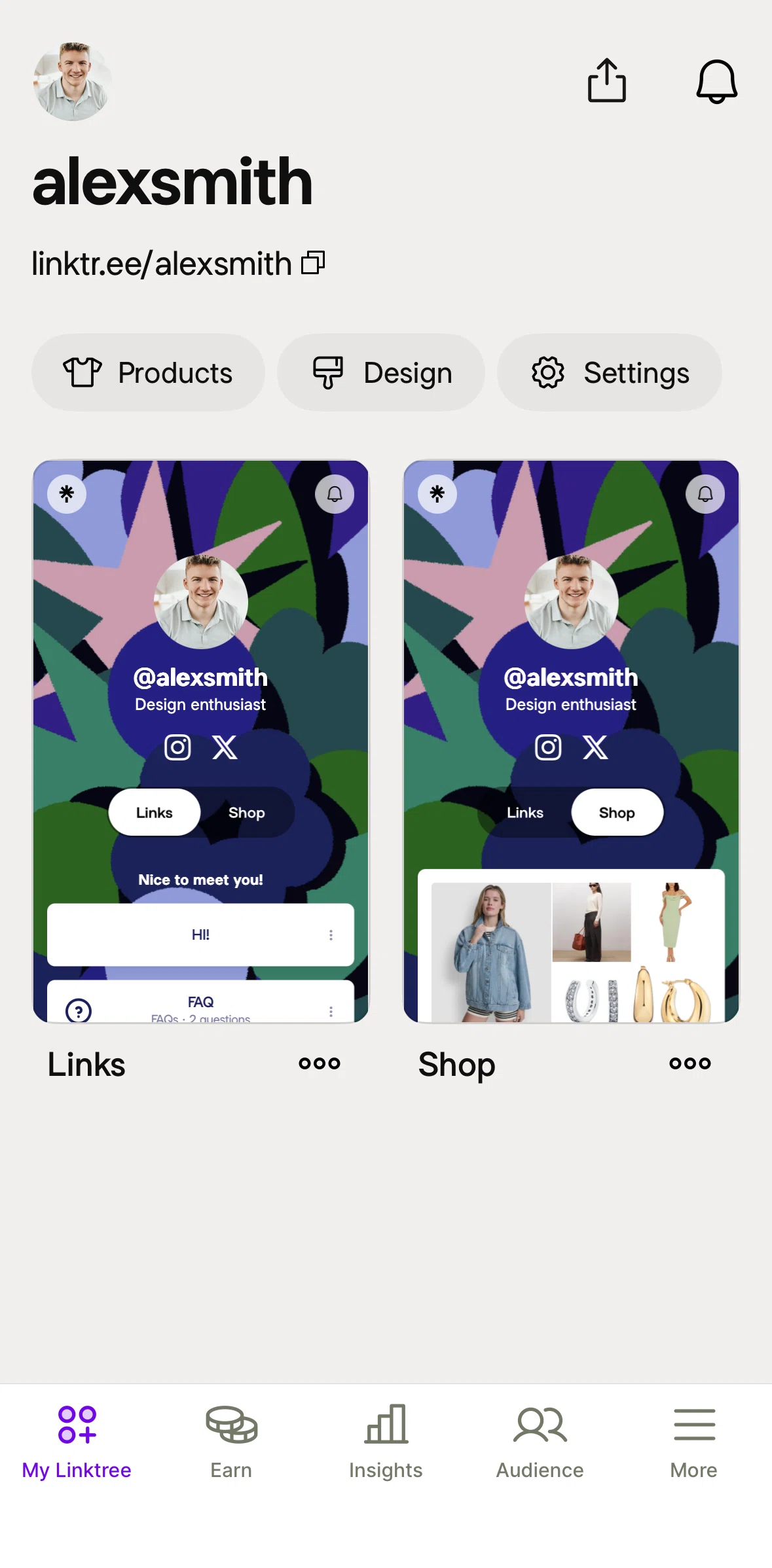 Linktree Screen screen in the Switching account flow