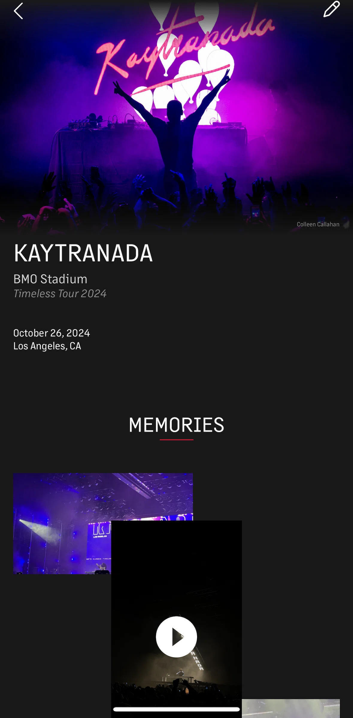 Live Nation Screen screen in the Setting card image flow