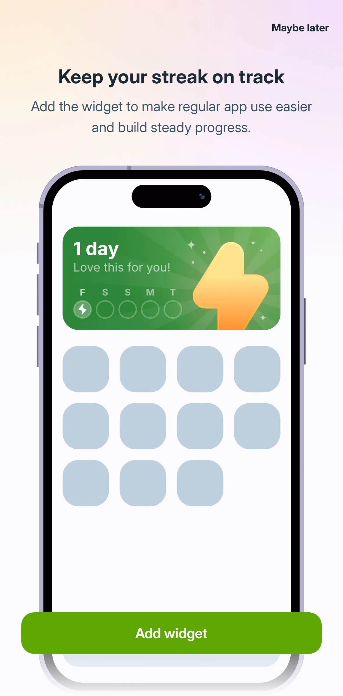 Liven Screen screen in the Add a widget flow