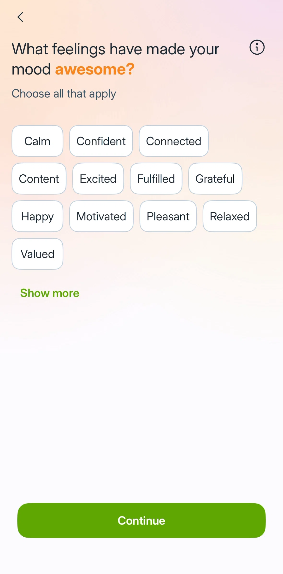 Liven Screen screen in the Adding a feeling flow