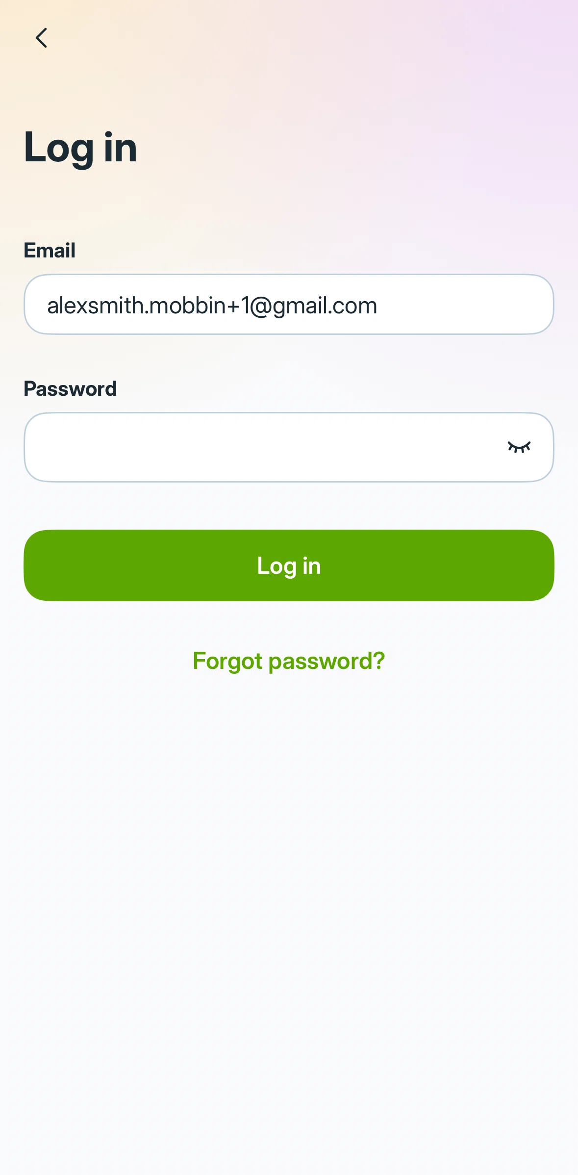 Liven Screen screen in the Resetting password flow