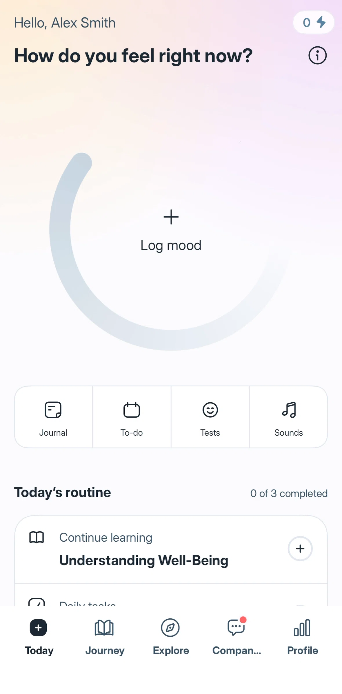 Liven Screen screen in the Today flow