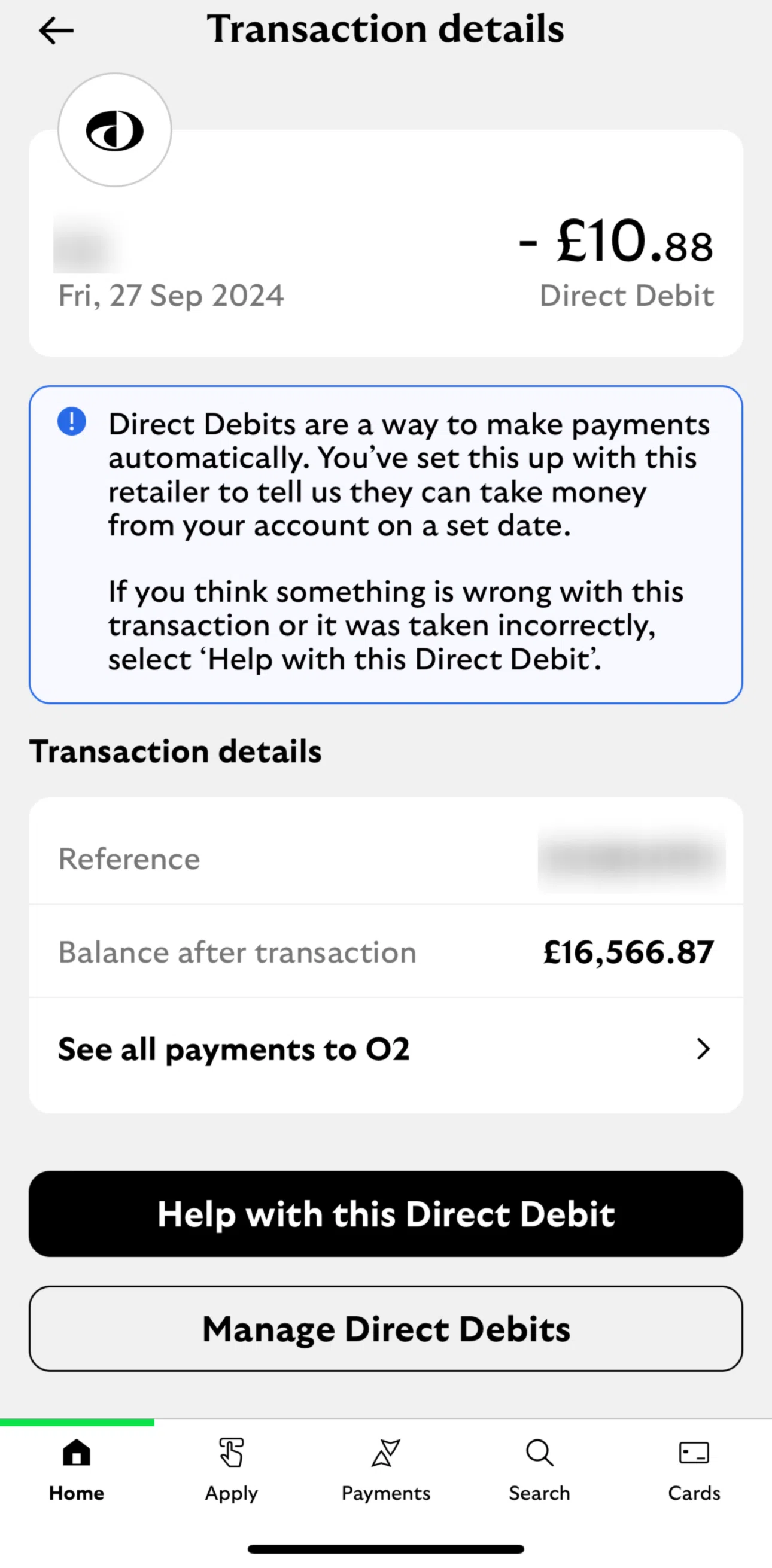 Lloyds Mobile Banking Screen screen in the Deleting a direct debit flow