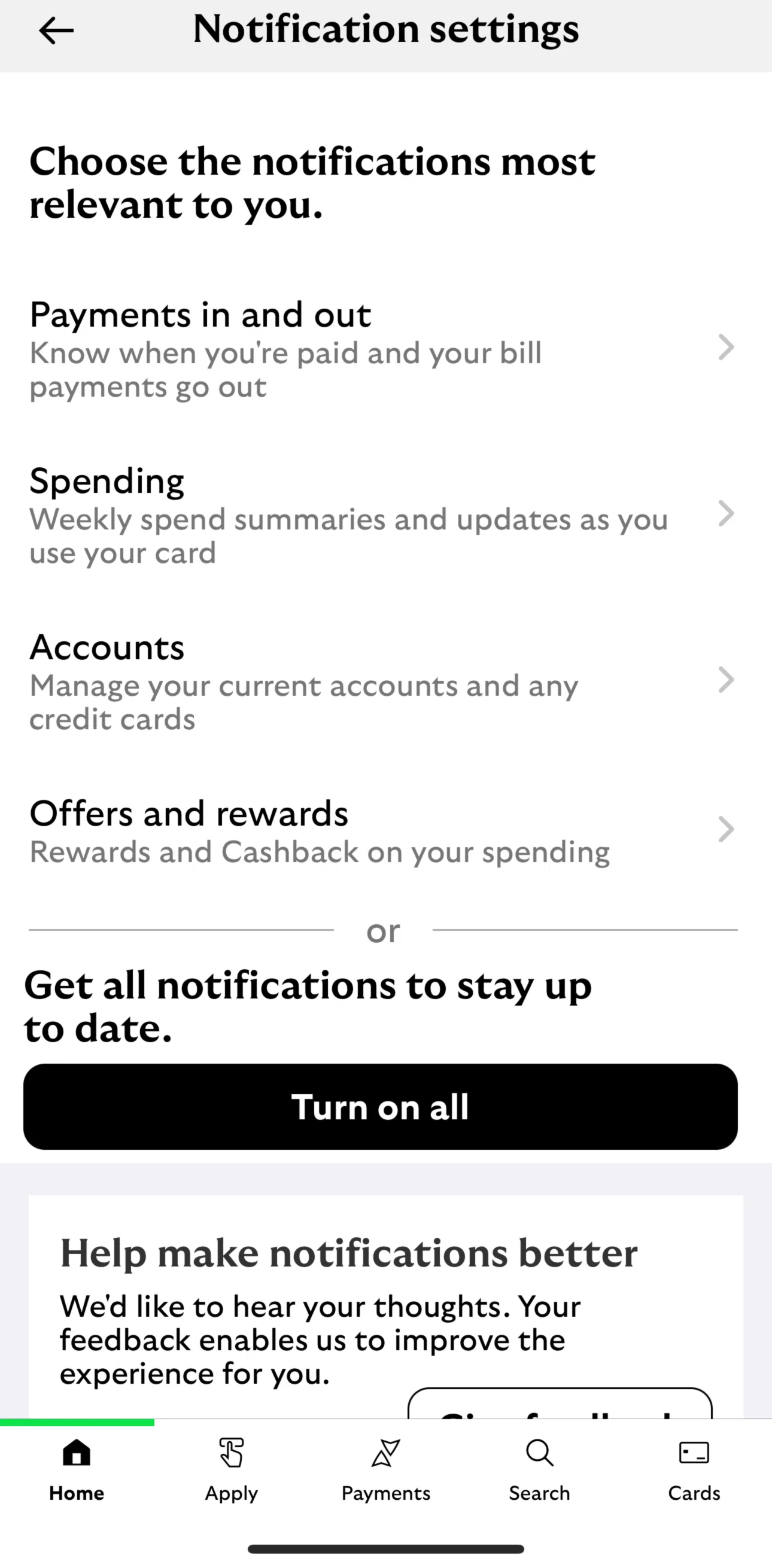Lloyds Mobile Banking Screen screen in the Turning on notifications flow