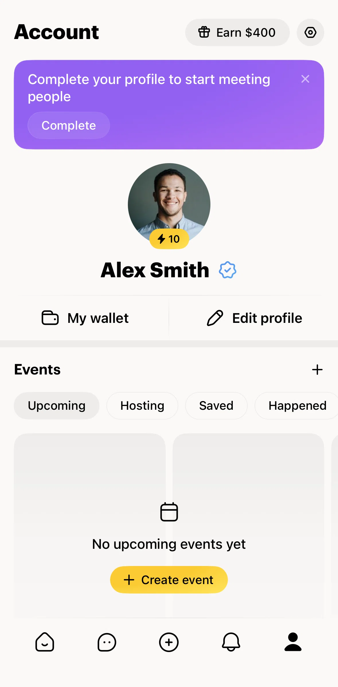 Locals Screen screen in the Completing profile flow