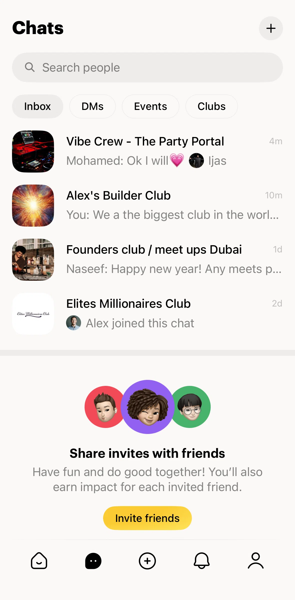 Locals Screen screen in the Creating a new group chat flow