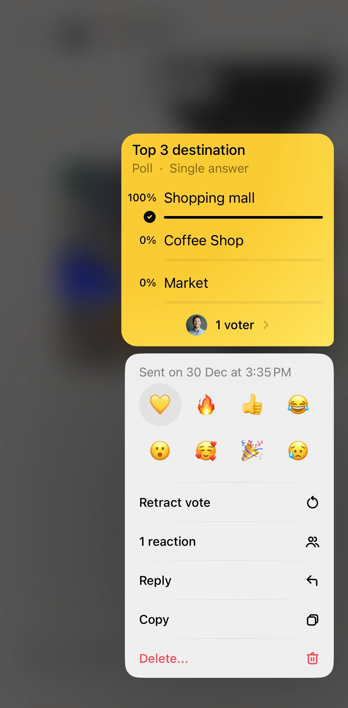 Locals Screen screen in the Deleting a message flow