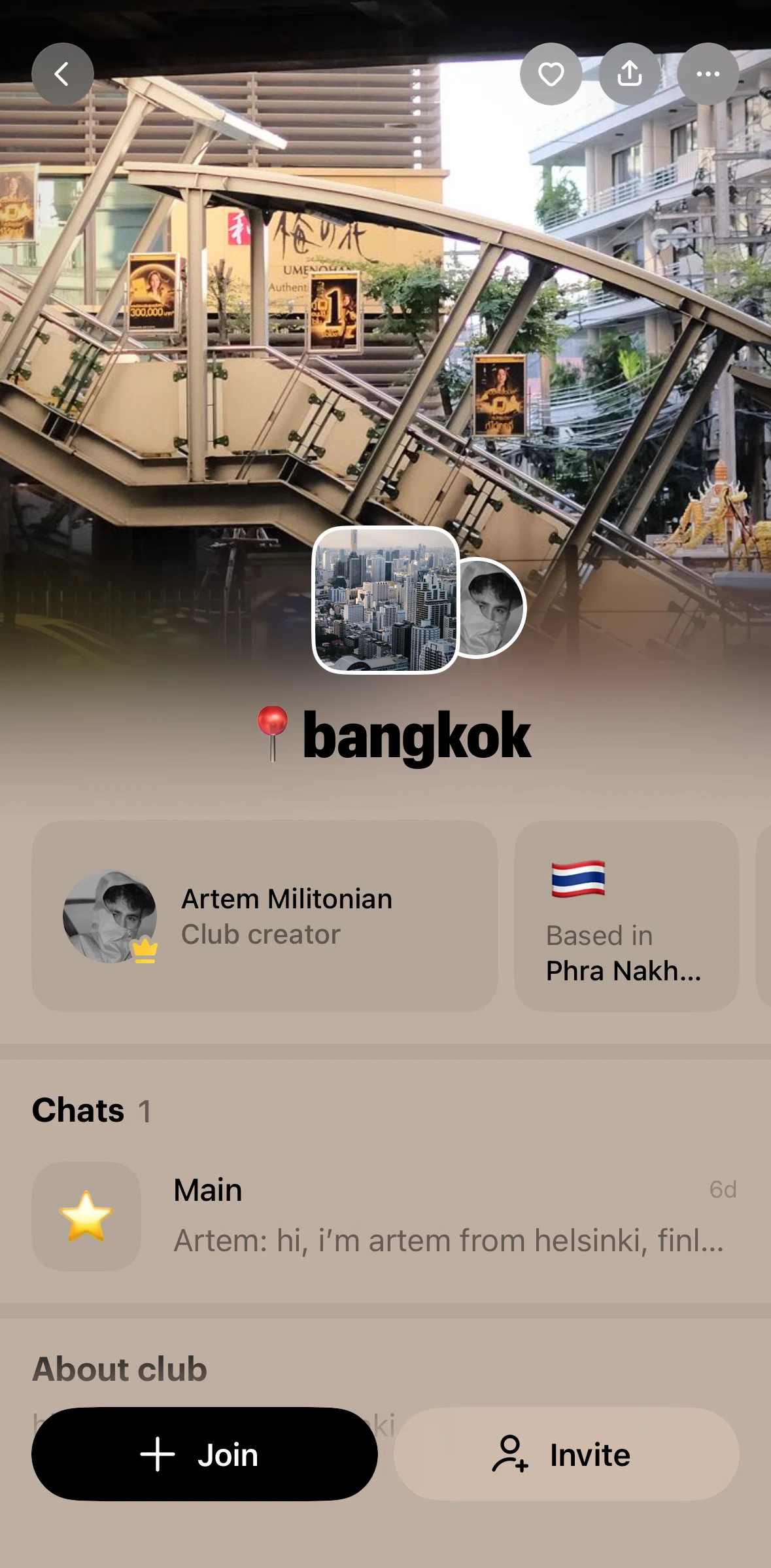 Locals Screen screen in the Joining a club flow