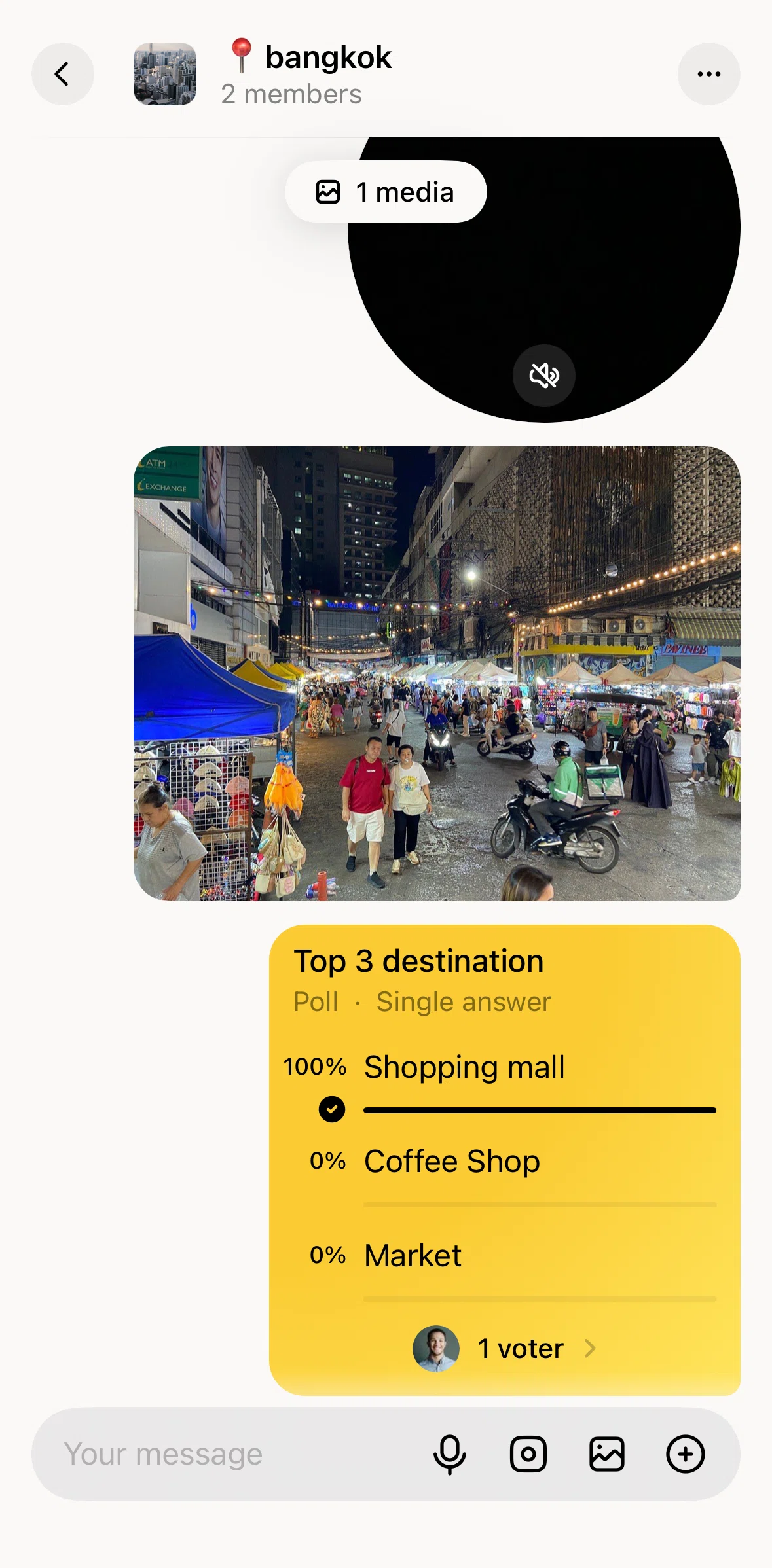 Locals Screen screen in the Muting chat notification flow