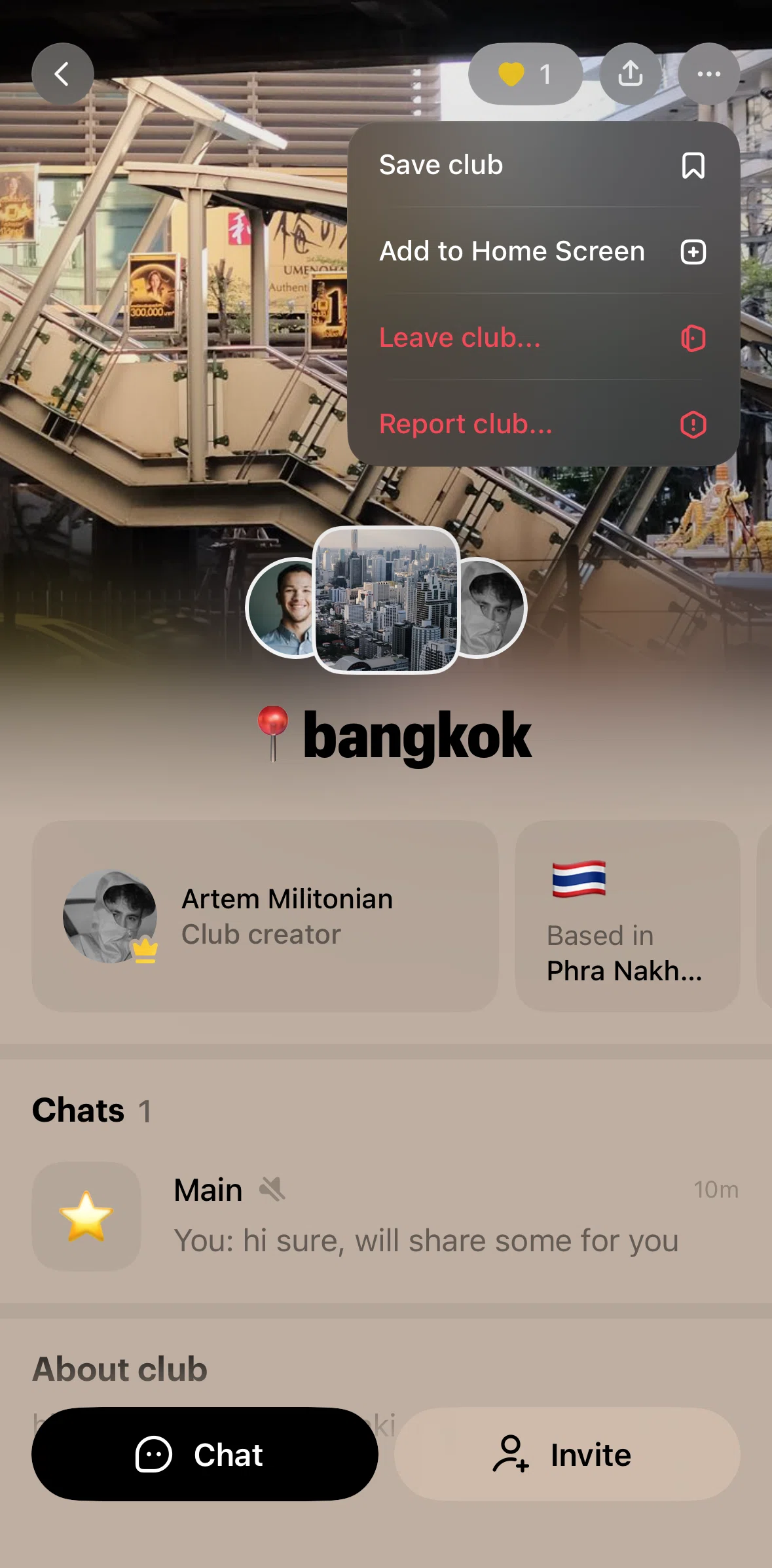 Locals Screen screen in the Reporting a club flow