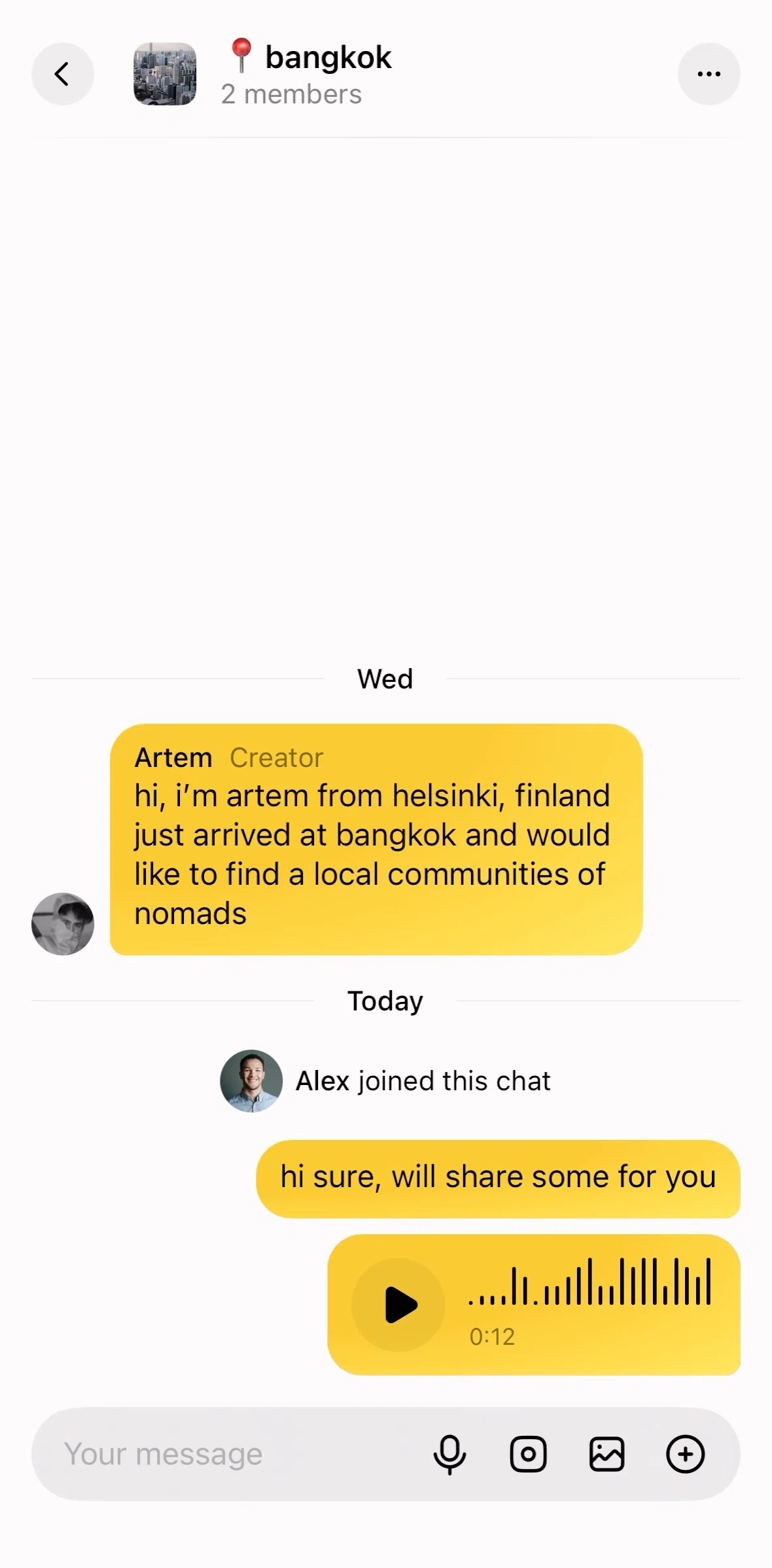 Locals Screen screen in the Sending a message (video) flow