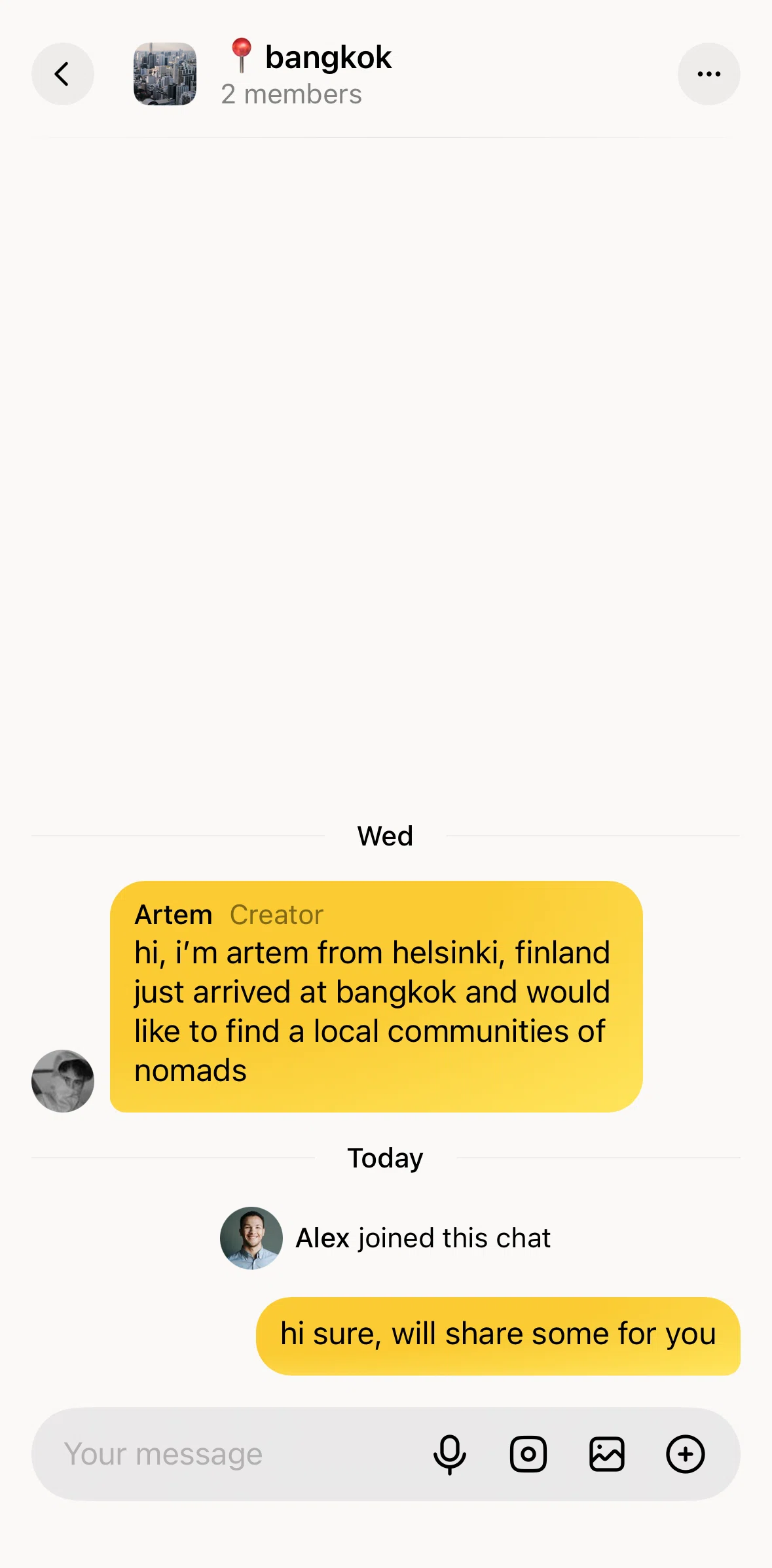 Locals Screen screen in the Sending a message (voice) flow
