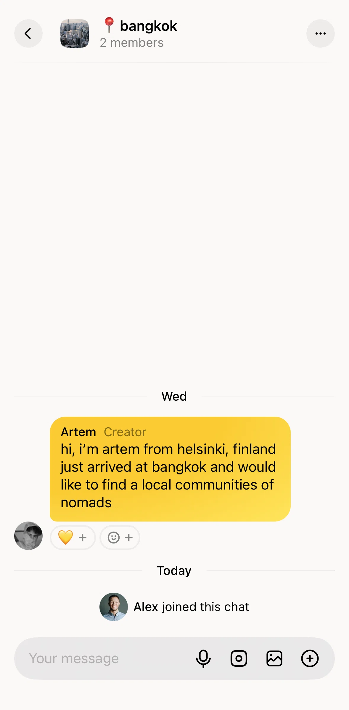 Locals Screen screen in the Sending a photo flow