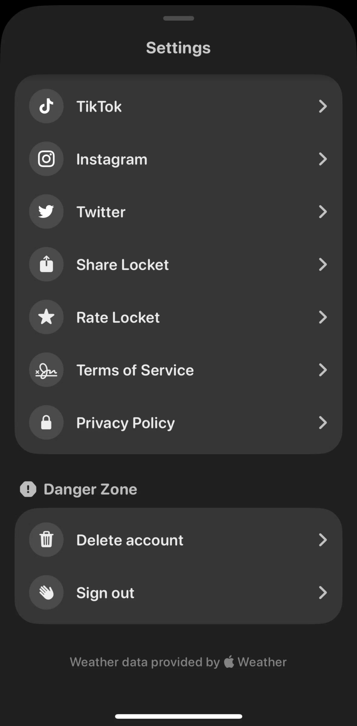 Locket Screen screen in the Deleting account flow
