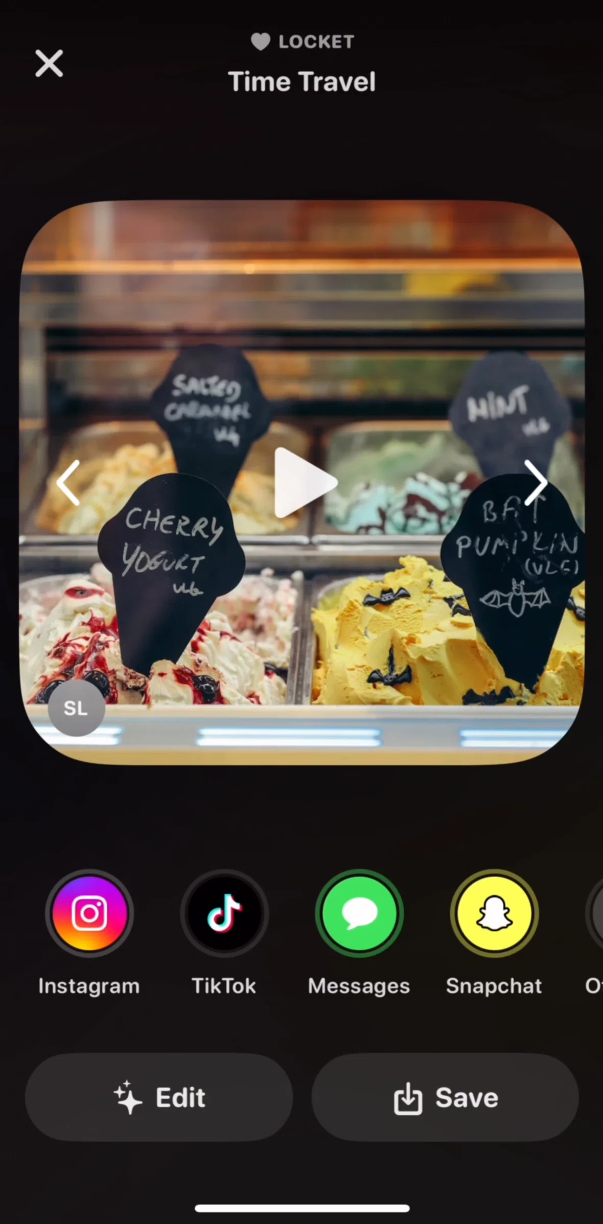 Locket Screen screen in the Editing a video flow