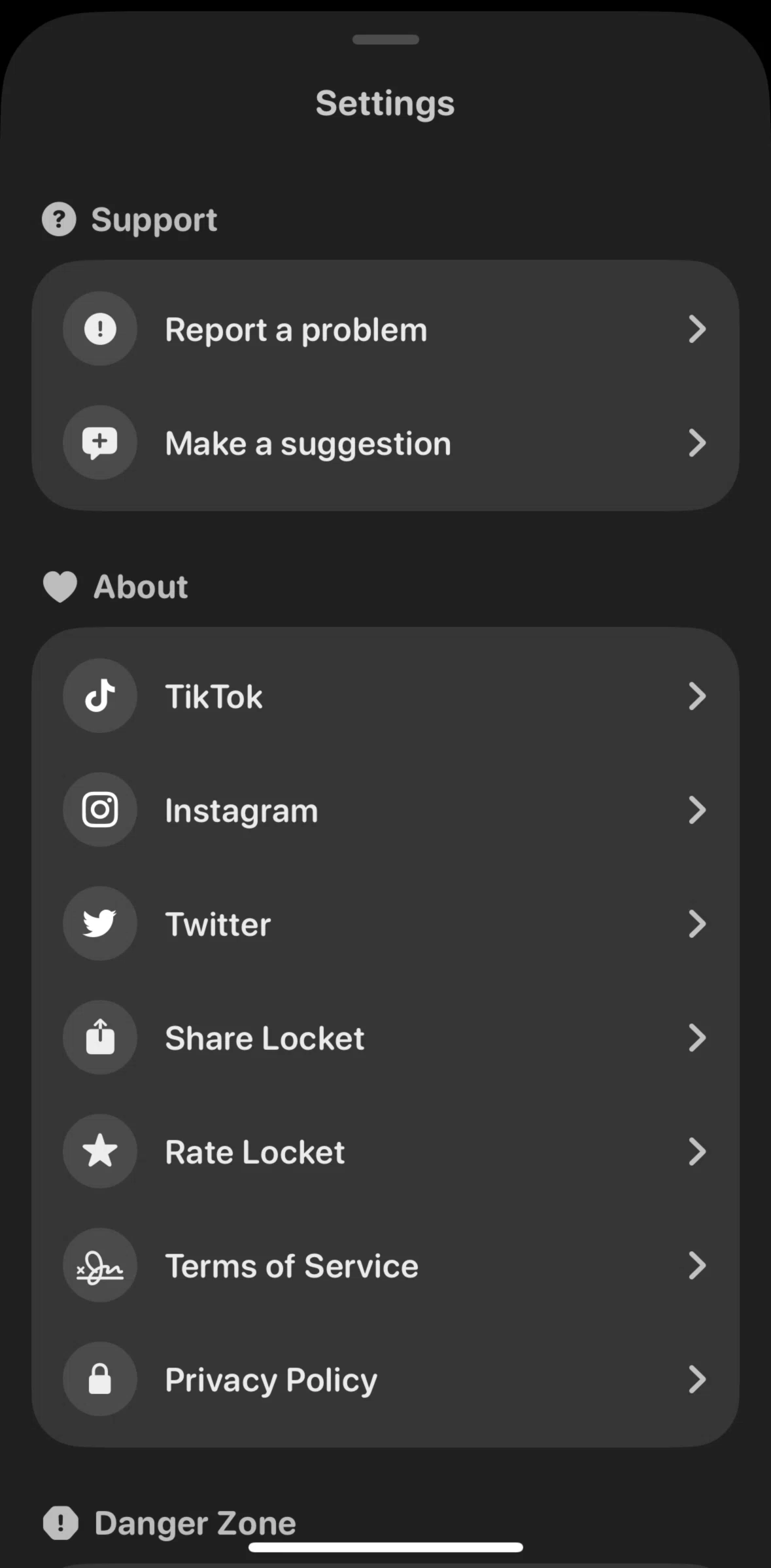 Locket Screen screen in the Reporting a problem flow
