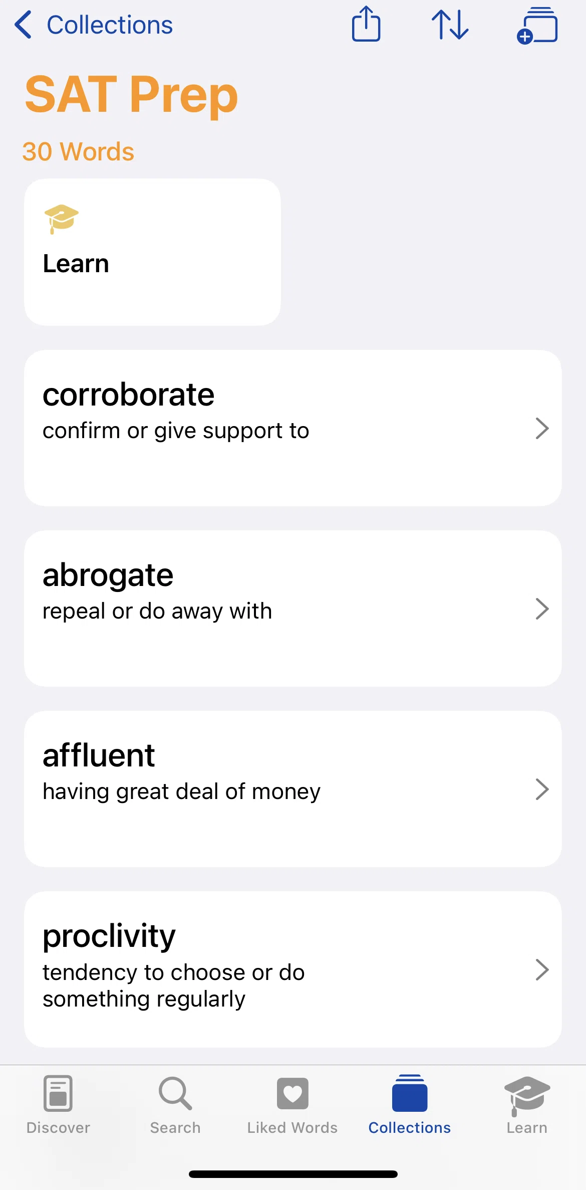 LookUp Screen screen in the Adding a suggested collection to your collections flow