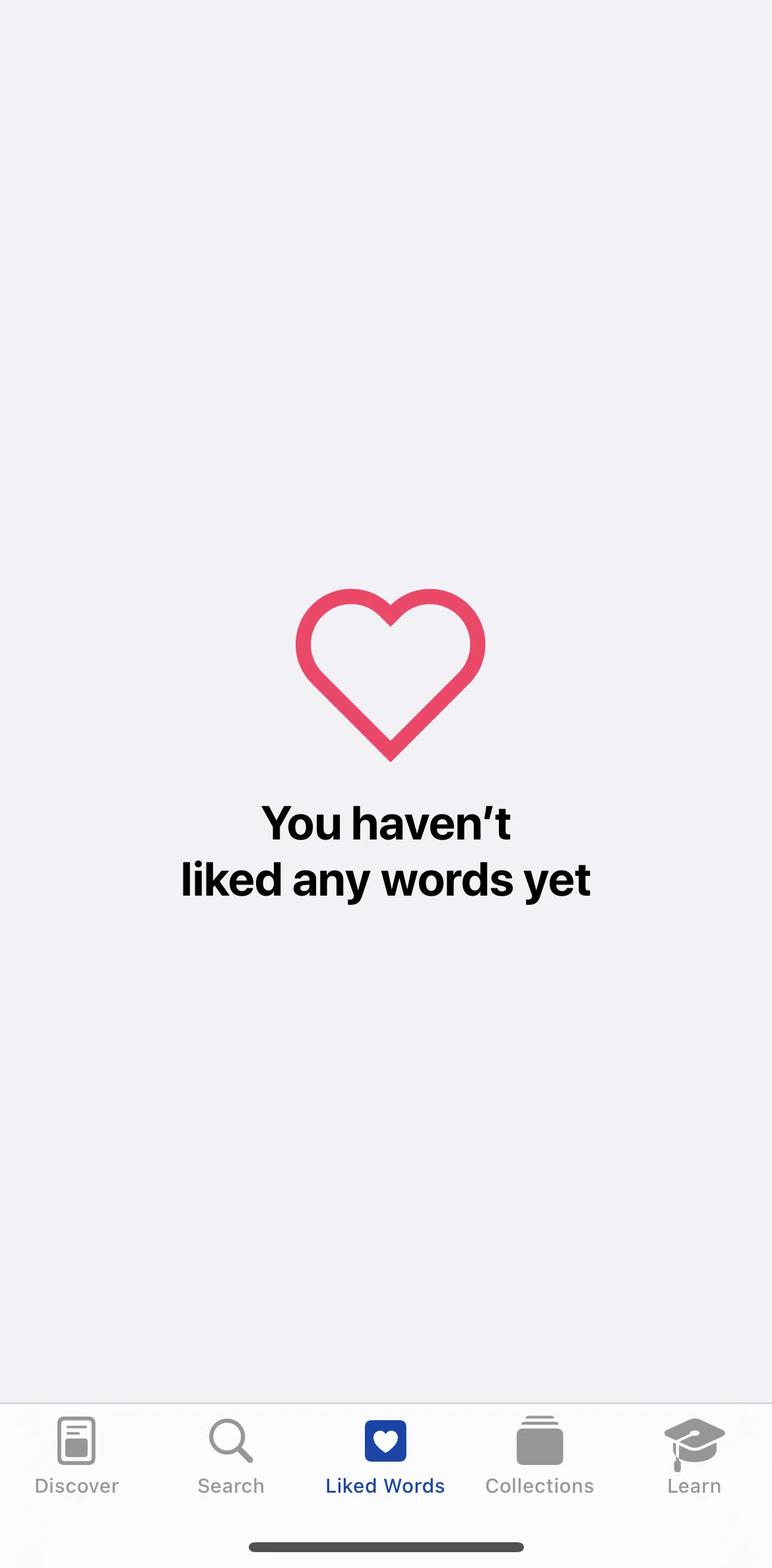 LookUp Screen screen in the Liked words flow