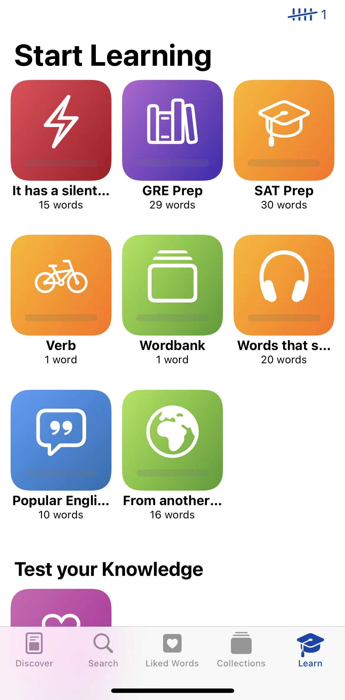 LookUp Screen screen in the Start learning flow