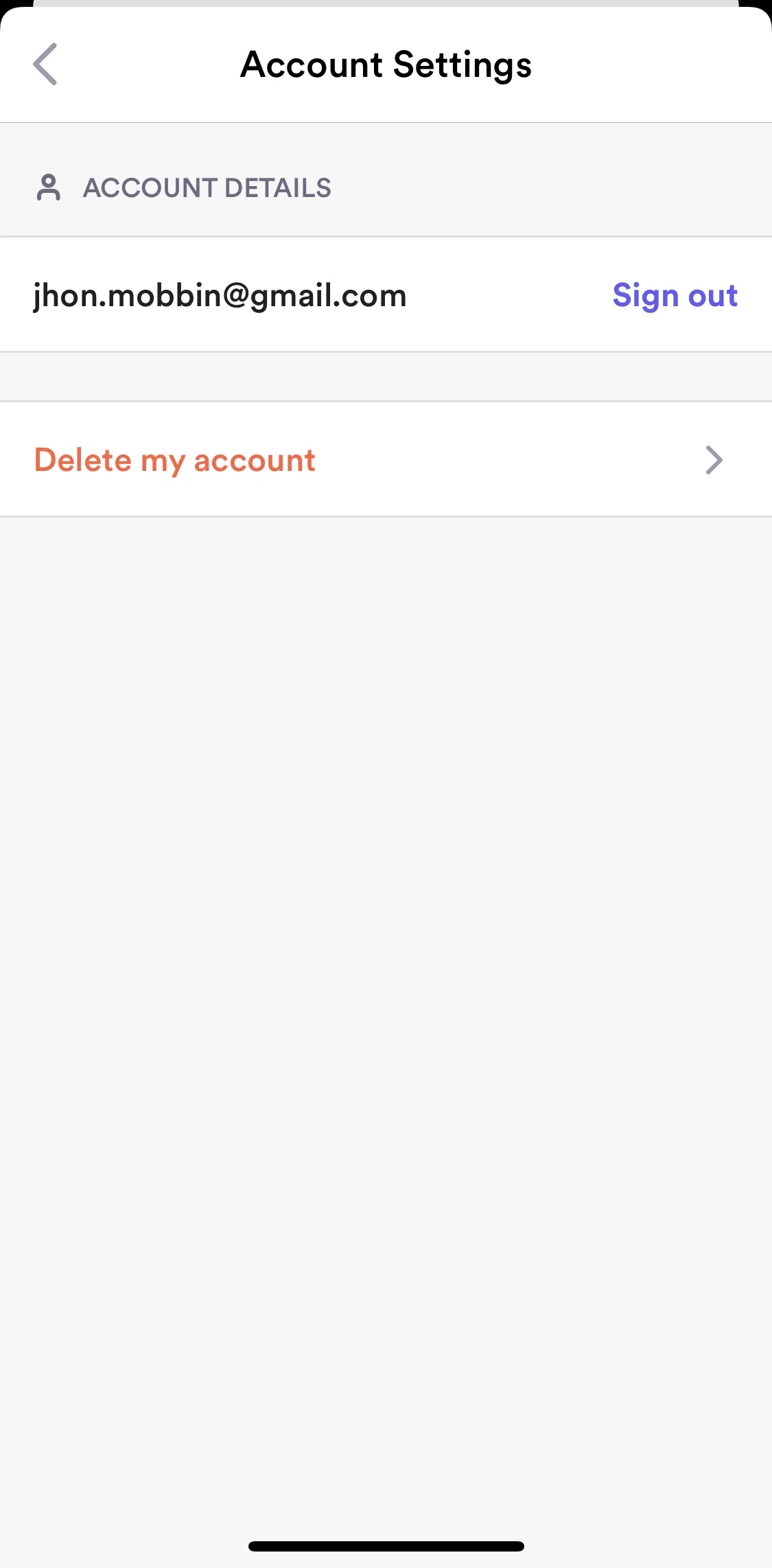 Loom Screen screen in the Deleting account flow