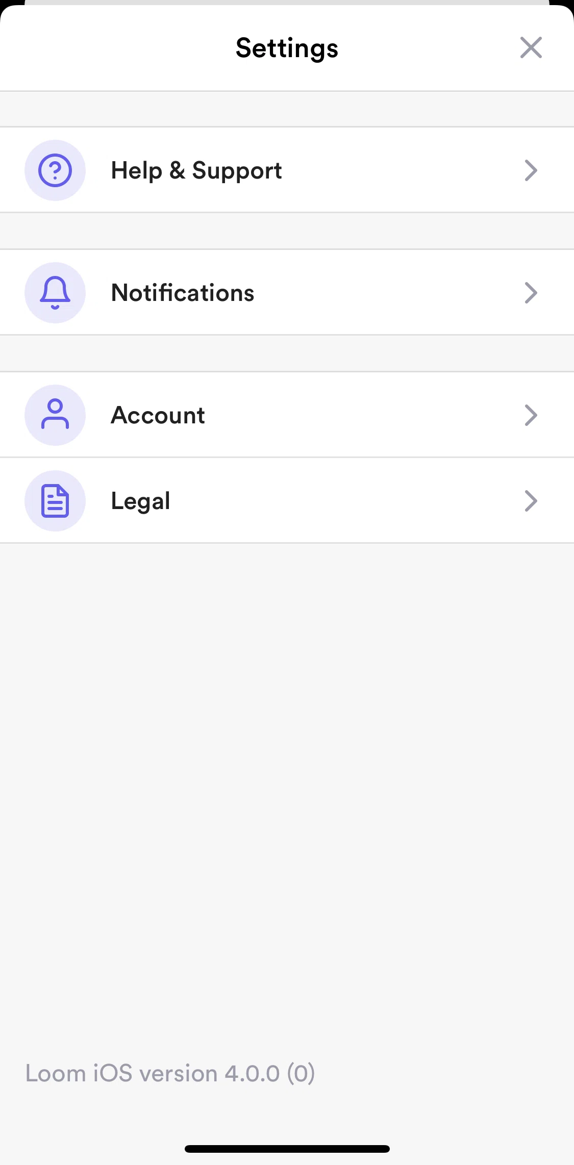 Loom Screen screen in the Editing notification settings flow