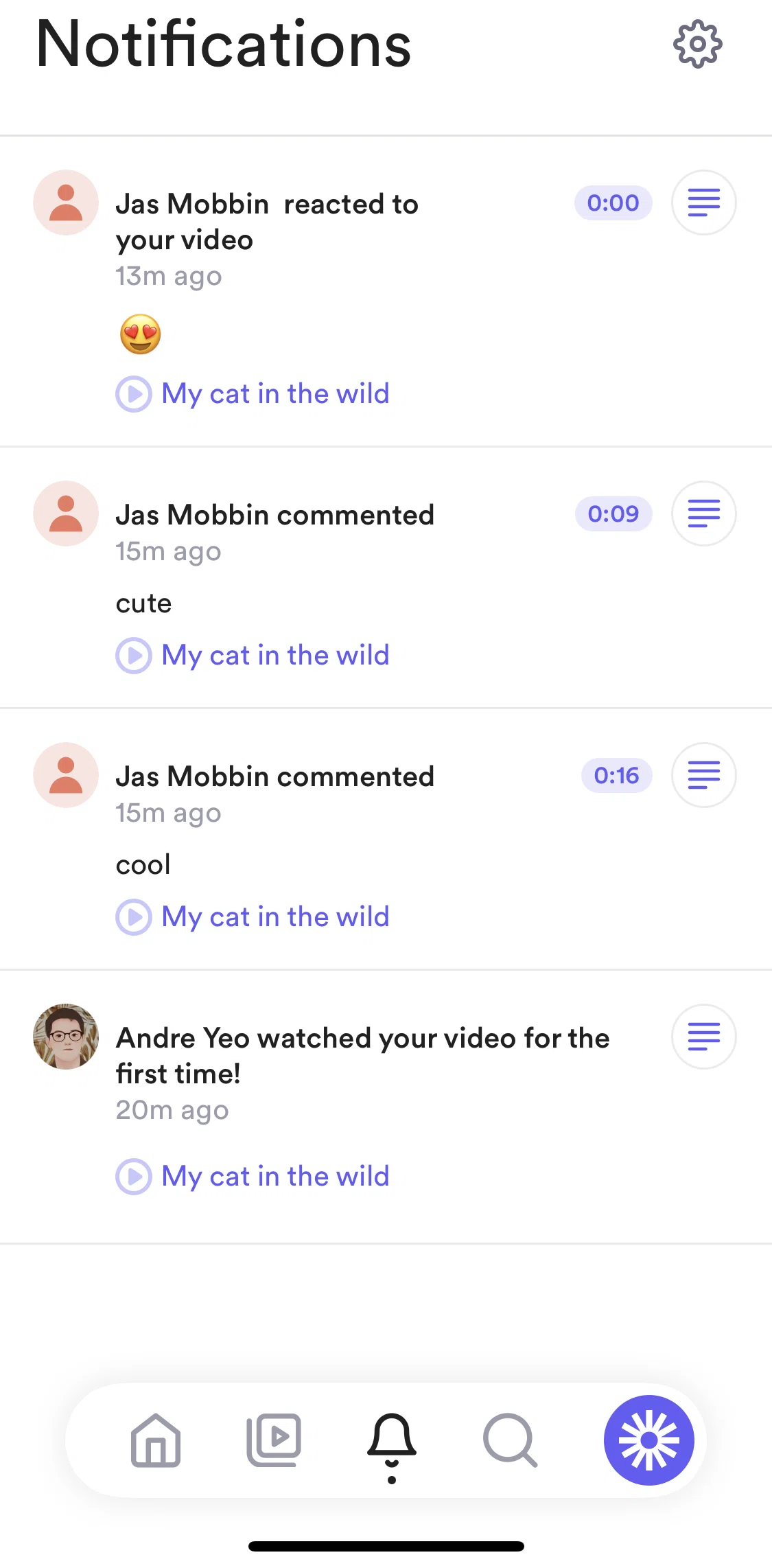 Loom Screen screen in the Notifications flow