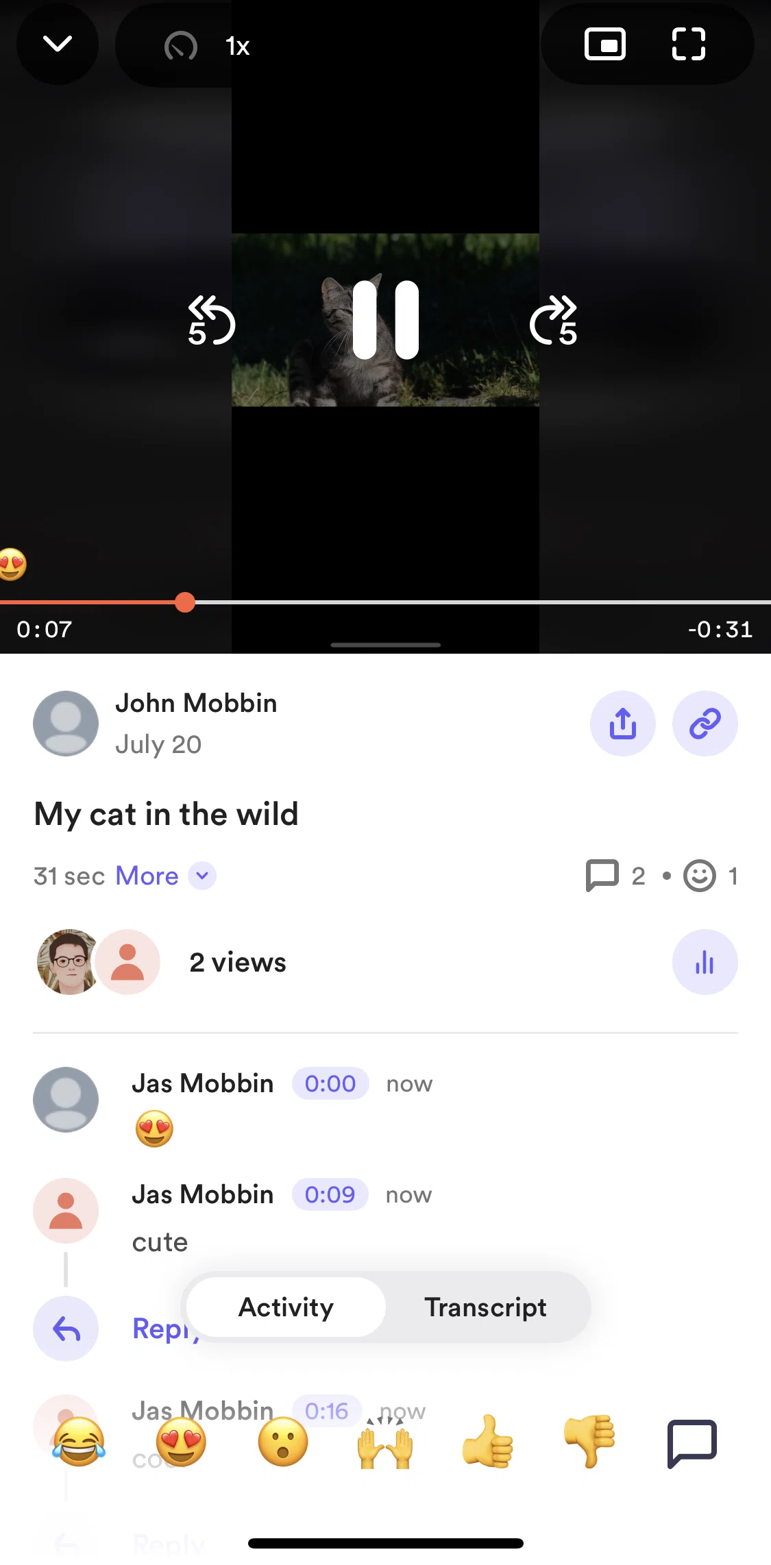 Loom Screen screen in the Picture-in-picture mode flow