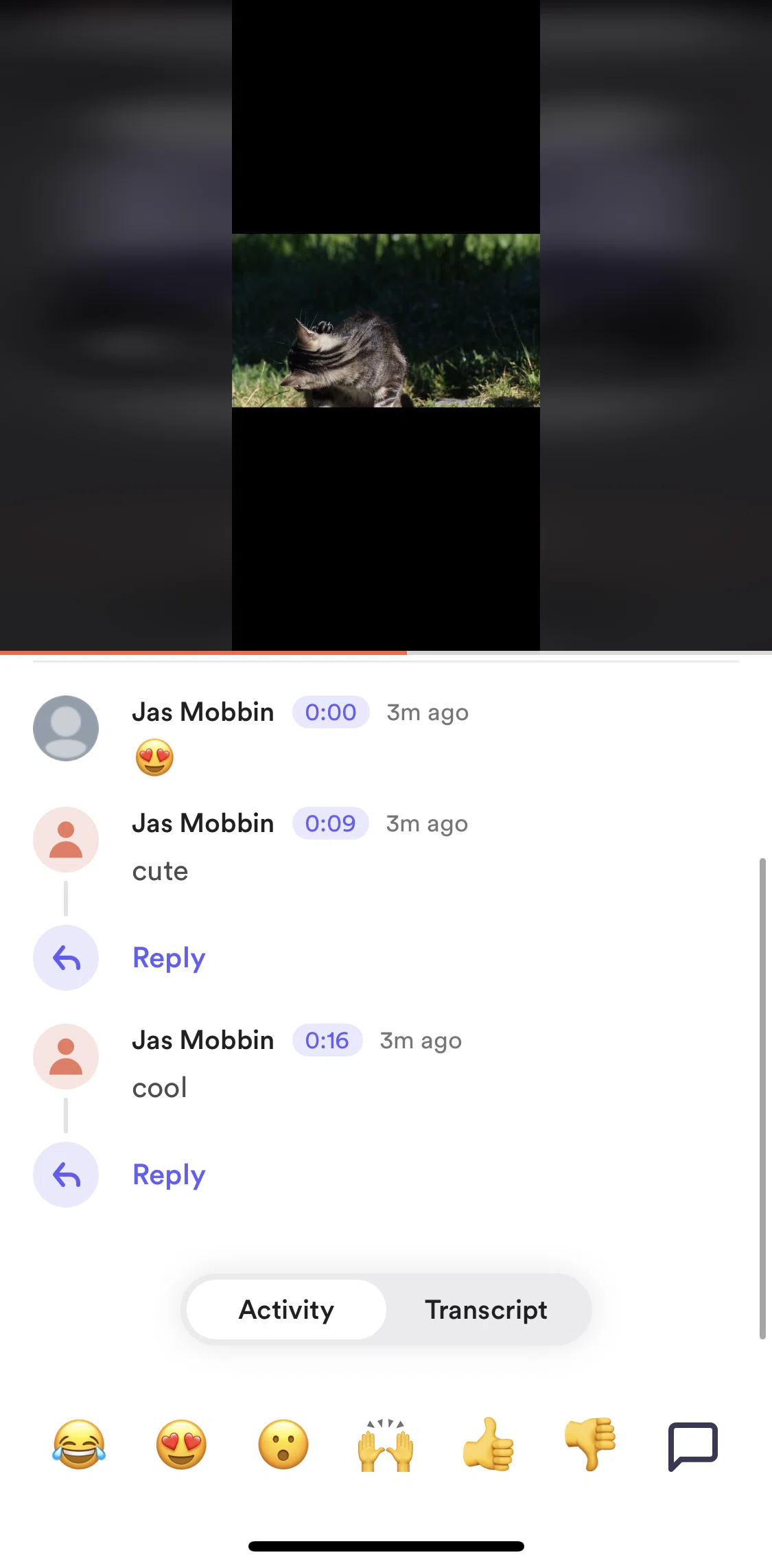 Loom Screen screen in the Replying to thread flow