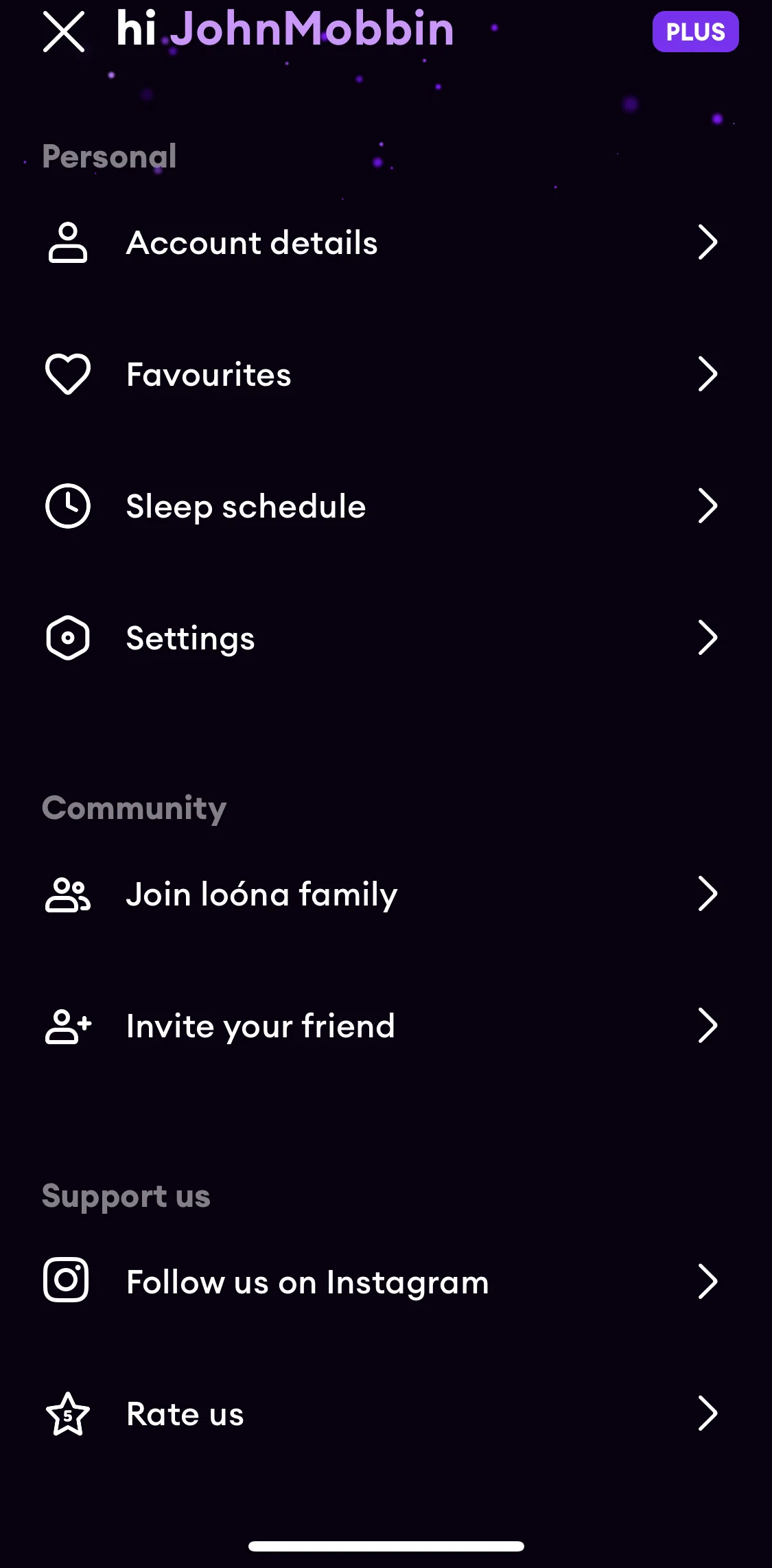 Loona Screen screen in the Favorites flow