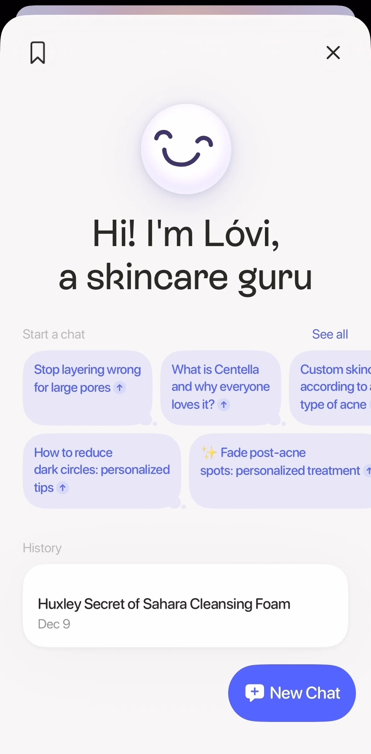 Lovi Screen screen in the All chat prompts flow