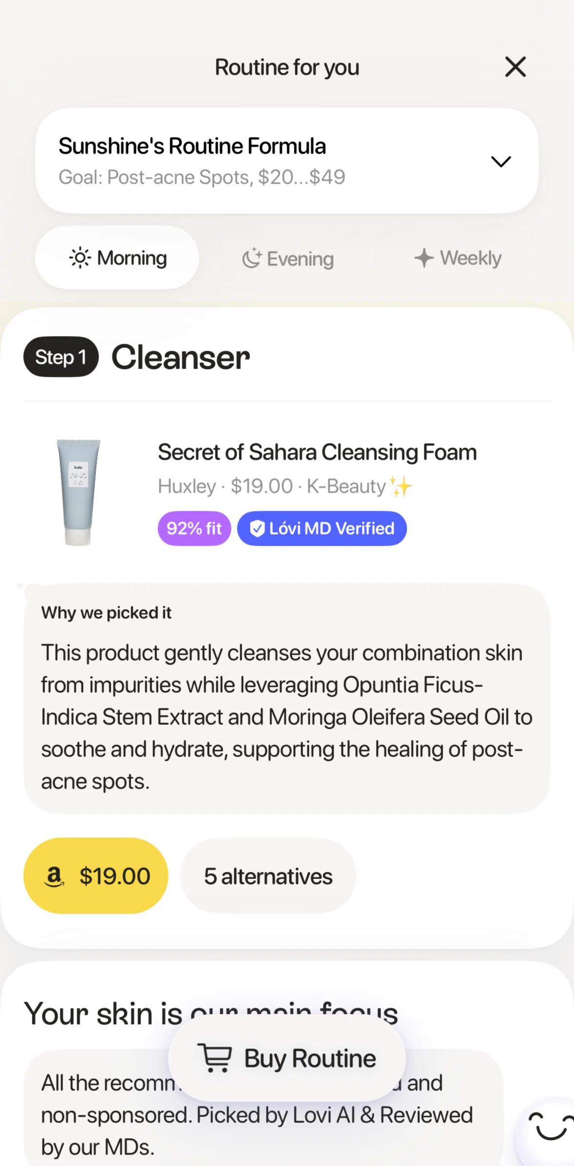 Lovi Screen screen in the Buy routine flow